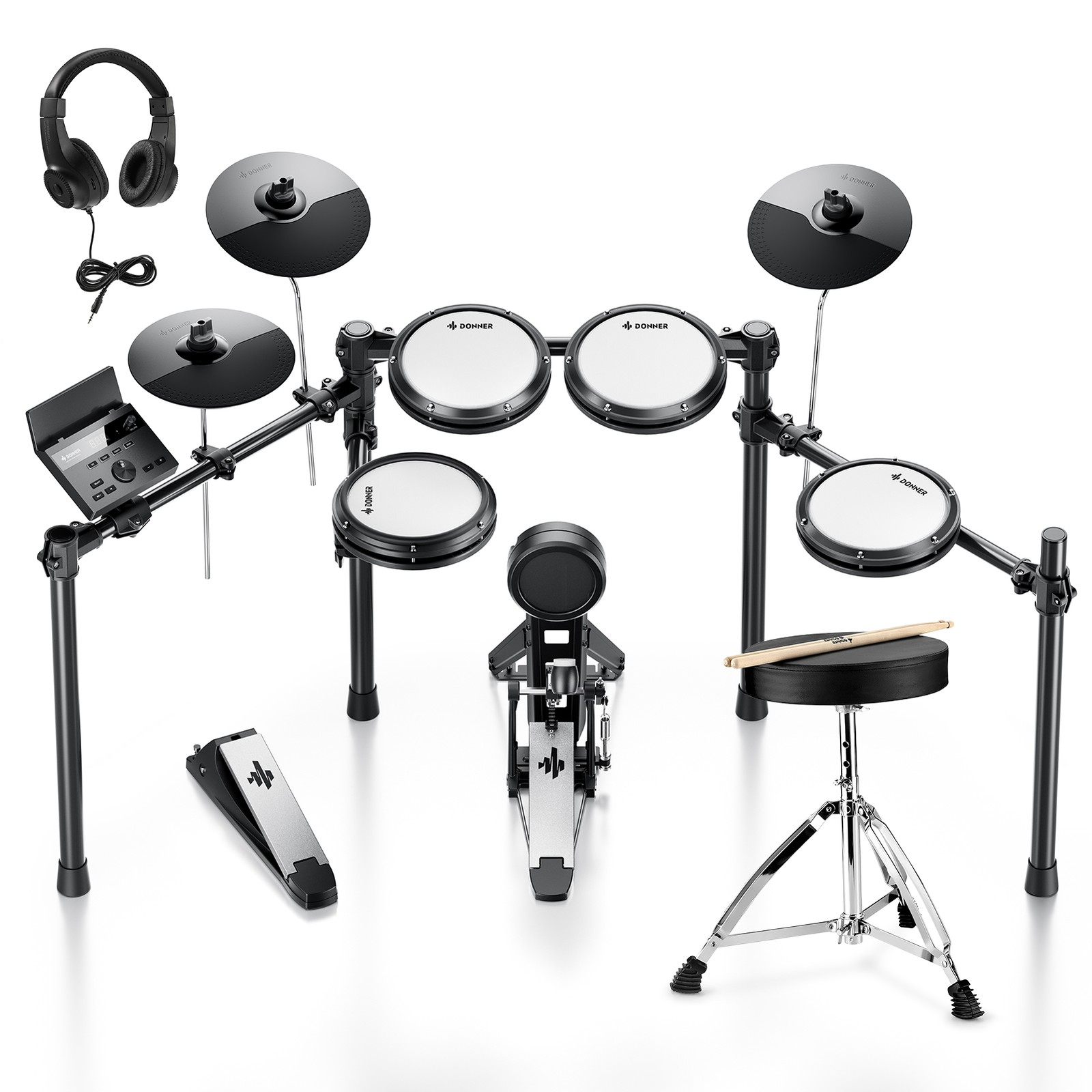 Donner Electric Drum Set - DED-100 Electronic Drum Kit with Quiet Mesh Pads Donner Electric Drum Set - DED-100 Electronic Drum Kit with Quiet Mesh Pads