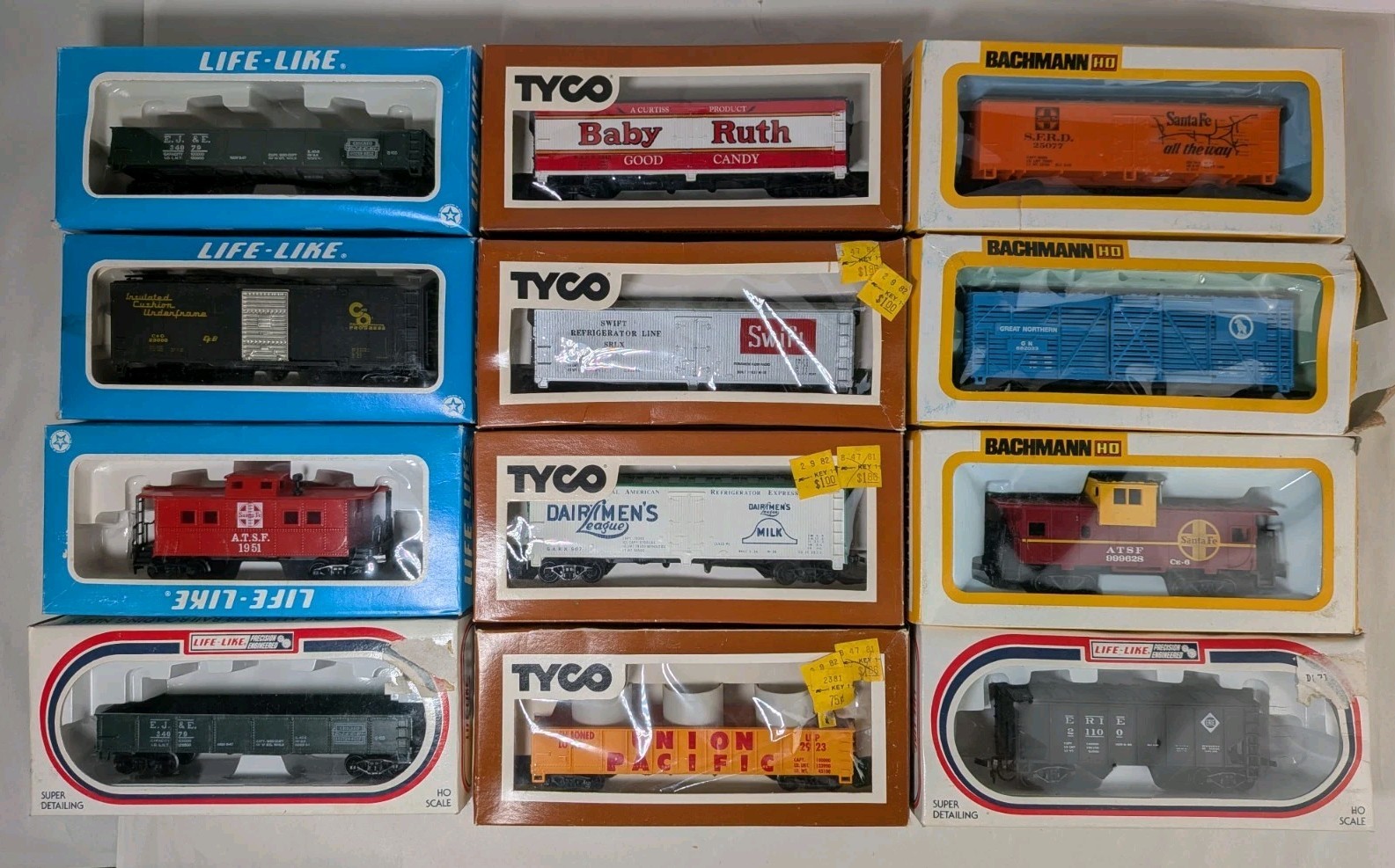 Vintage Tyco Life Like Bachman HO-Scale Train Car Mix Lot of 12 w/ Box Baby Ruth Vintage Tyco Life Like Bachman HO-Scale Train Car Mix Lot of 12 w/ Box Baby Ruth