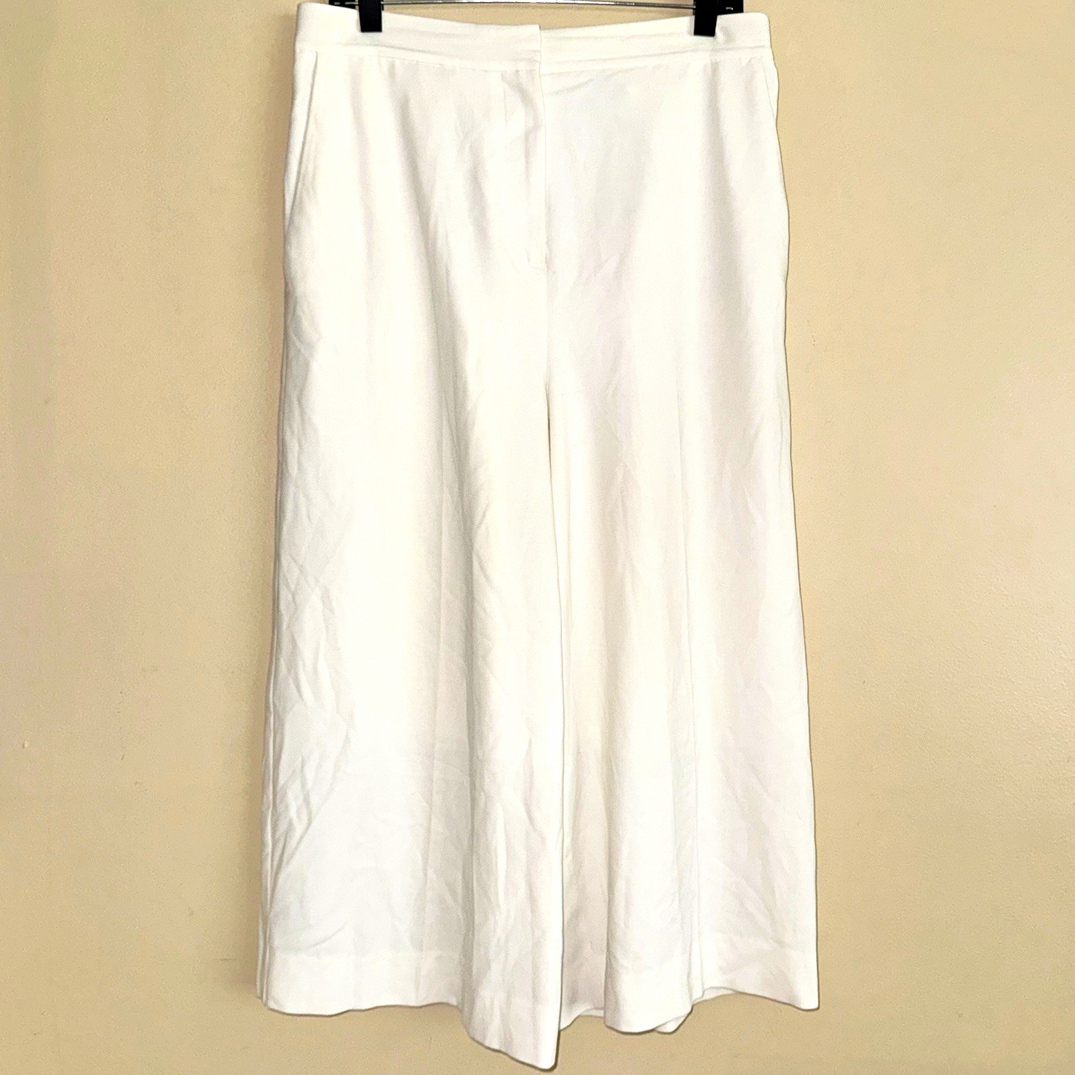 COS White High Waisted Wide Leg Trouser Cropped Pants Size US 10 COS White High Waisted Wide Leg Trouser Cropped Pants Size US 10