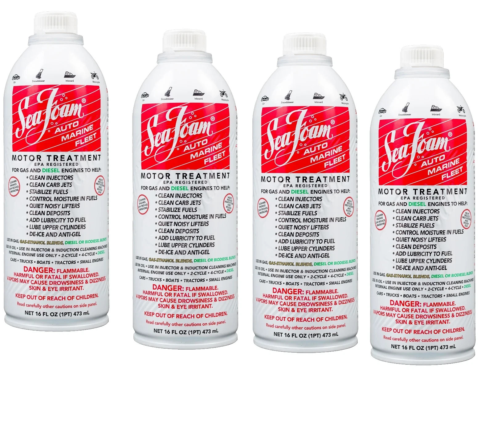 Sea Foam Motor Treatment SF16 Gas and Diesel Fuel Additive 16oz Pack of 4 Sea Foam Motor Treatment SF16 Gas and Diesel Fuel Additive 16oz Pack of 4