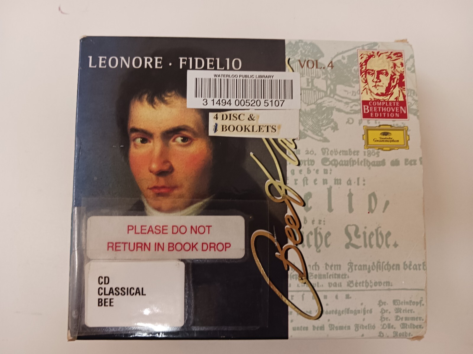 Lugwig Van Beethoven Edition Volume 4 Leonore and Fidelio 4 CDs + Booklet Librar