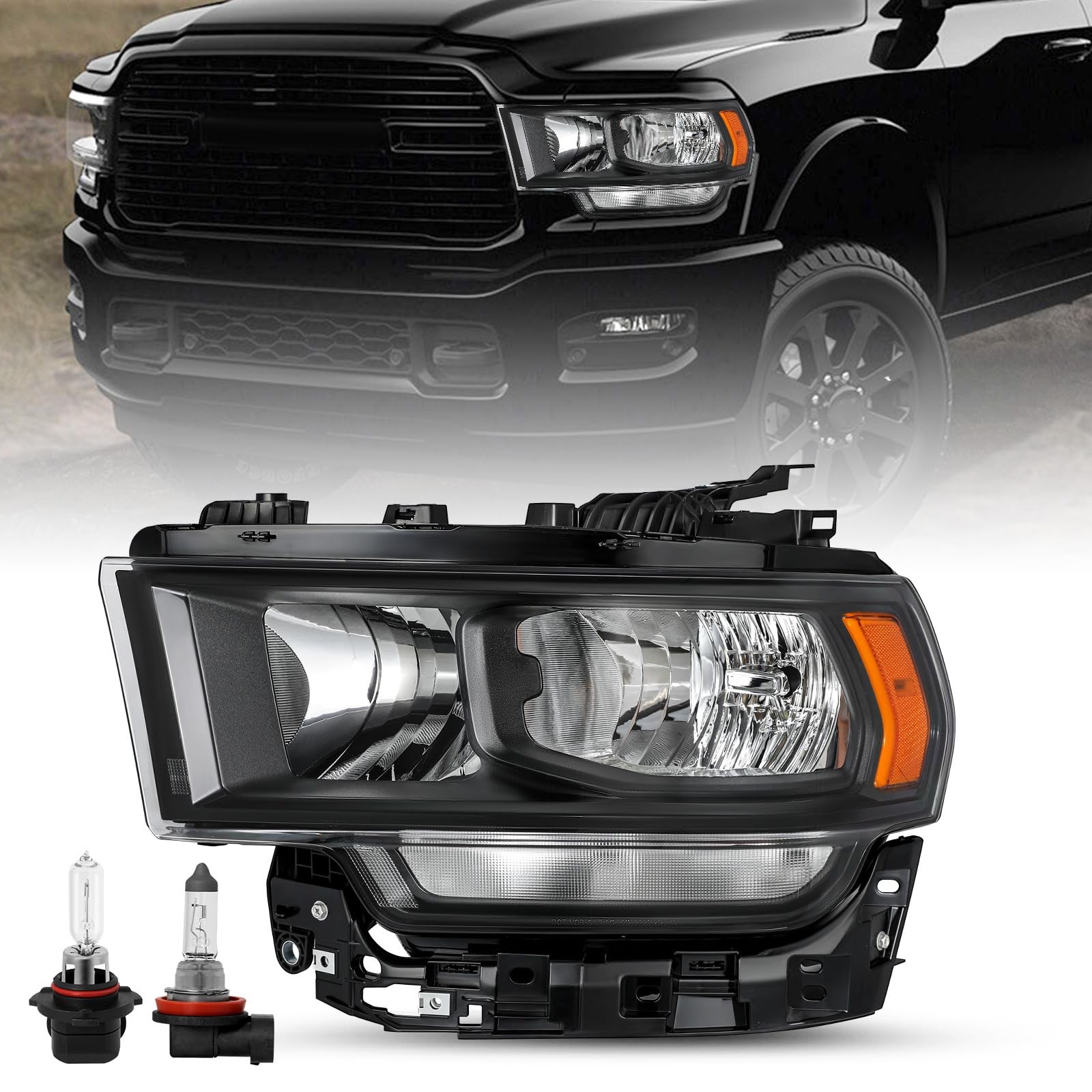 Halogen Headlight Fit for2019-2024 Dodge Ram 2500 3500