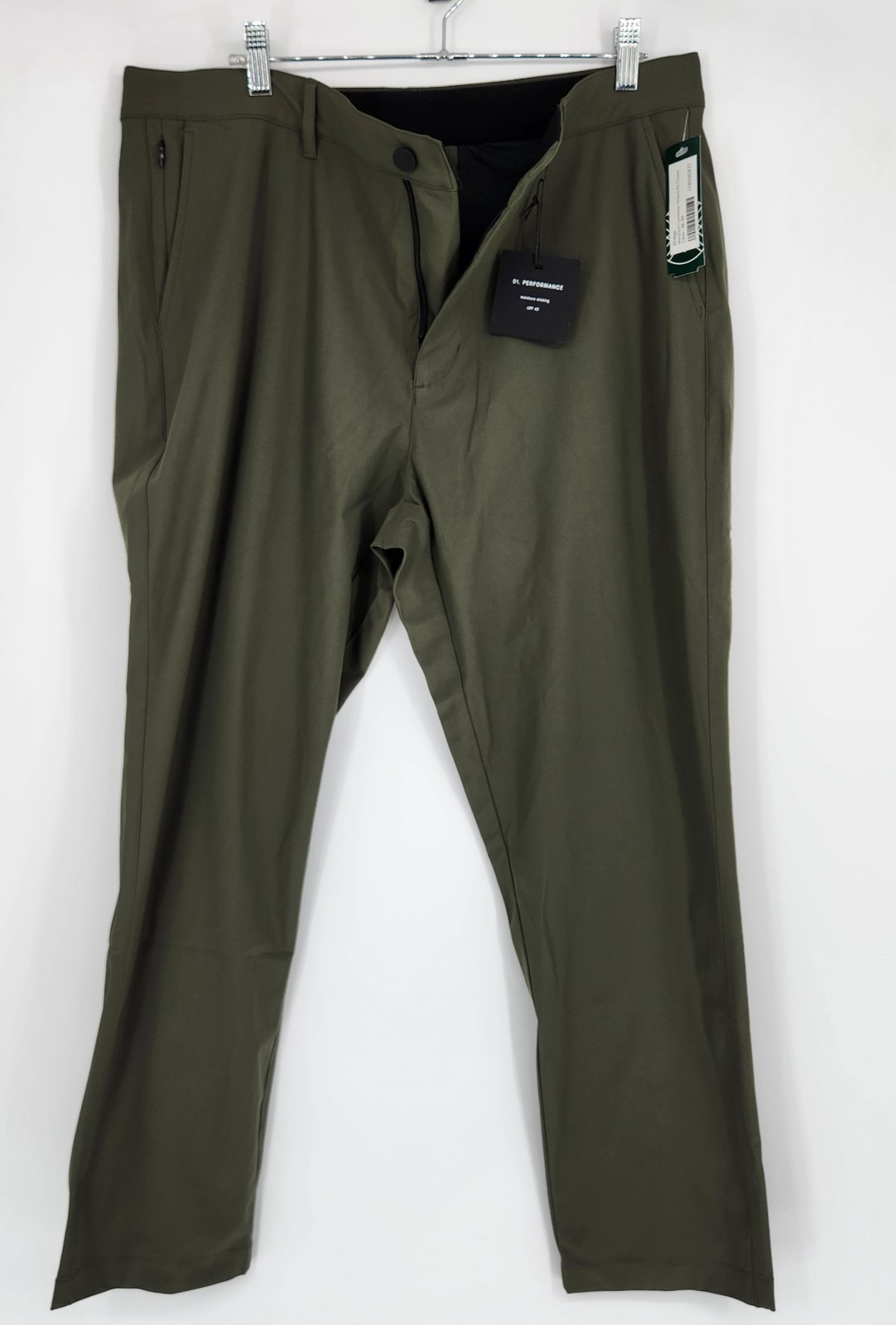 01.Algo Men\'s Olive Green Size 36X30 WarpTech Commuter Athletic Fit Trousers NWT 01.Algo Men\'s Olive Green Size 36X30 WarpTech Commuter Athletic Fit Trousers NWT