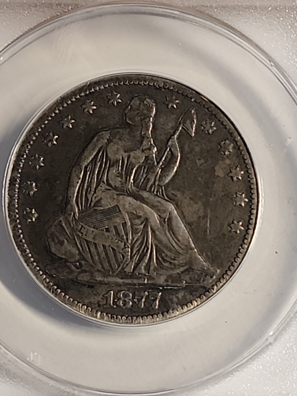 1877 CC Carson City Seated Liberty Silver Half Dollar-ANACSF 12  #1