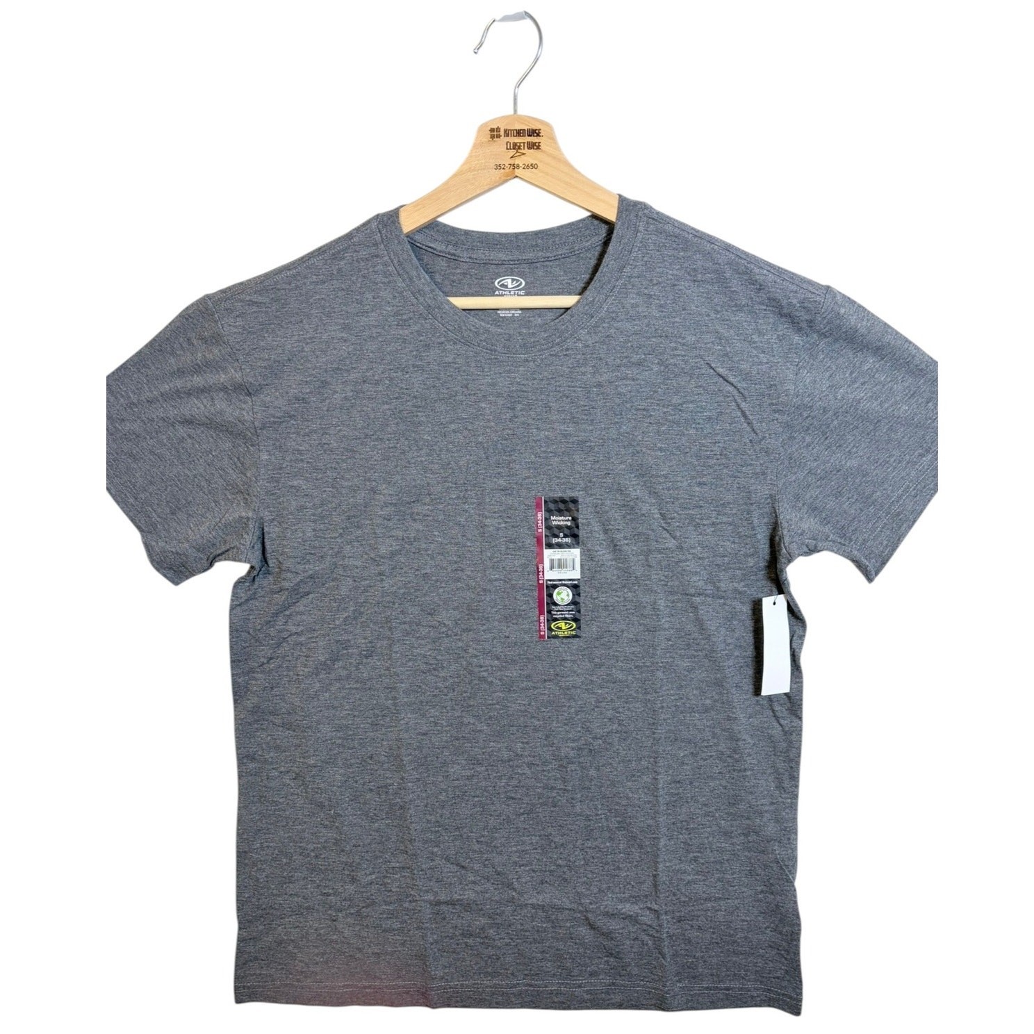 Athletic Works Dark Grey Moisture Wicking T-Shirt — Size Small (34-36)