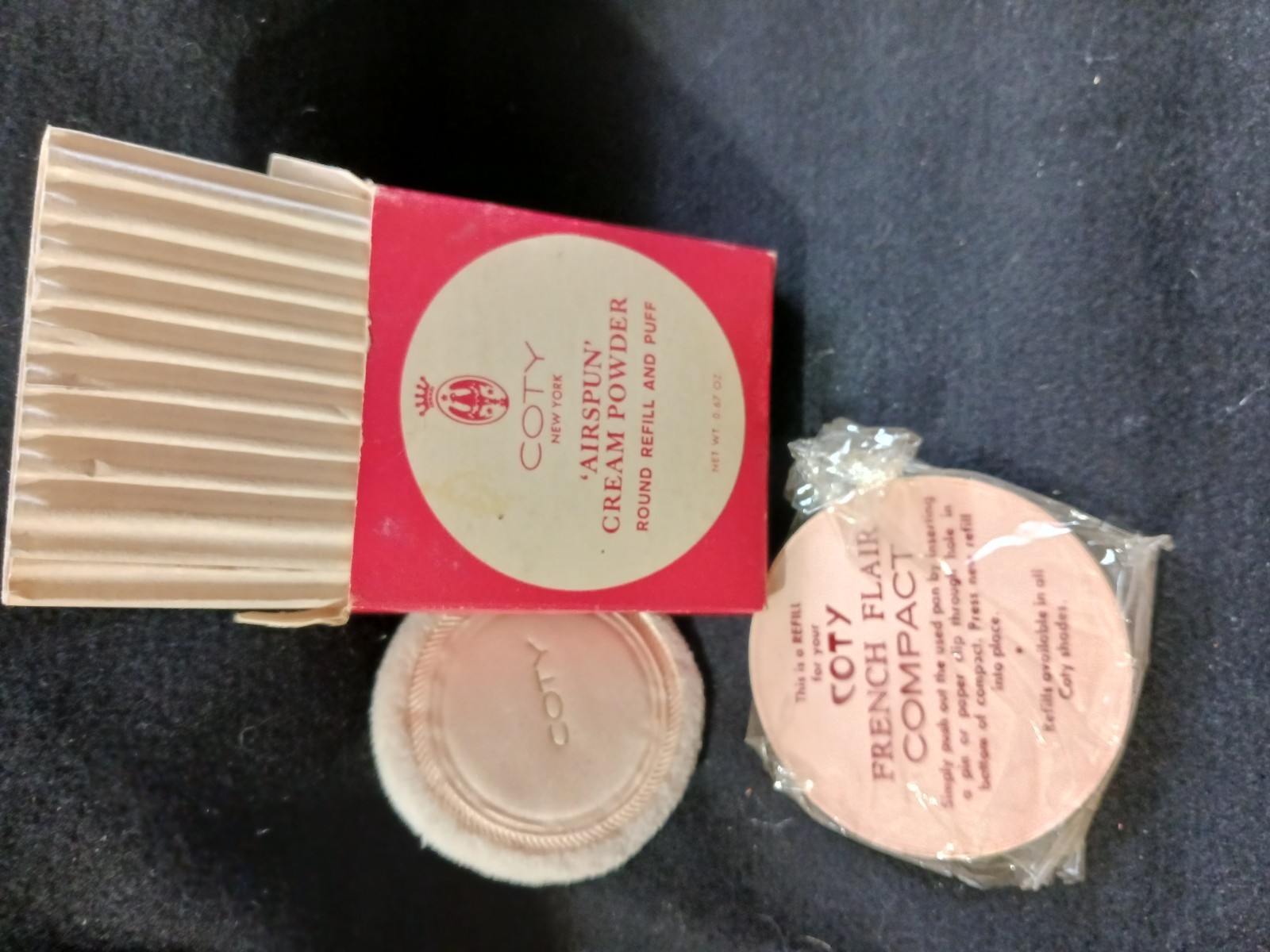 Vintage 1950s Coty Cosmetics 'Airspun' Cream Powder Refill w/Puff 
