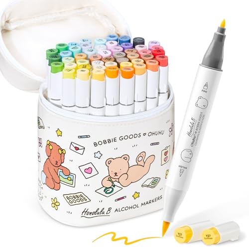 Ohuhu x Bobbie Goods 48 Colors Illustration Markers Dual Tip Brush & Fine