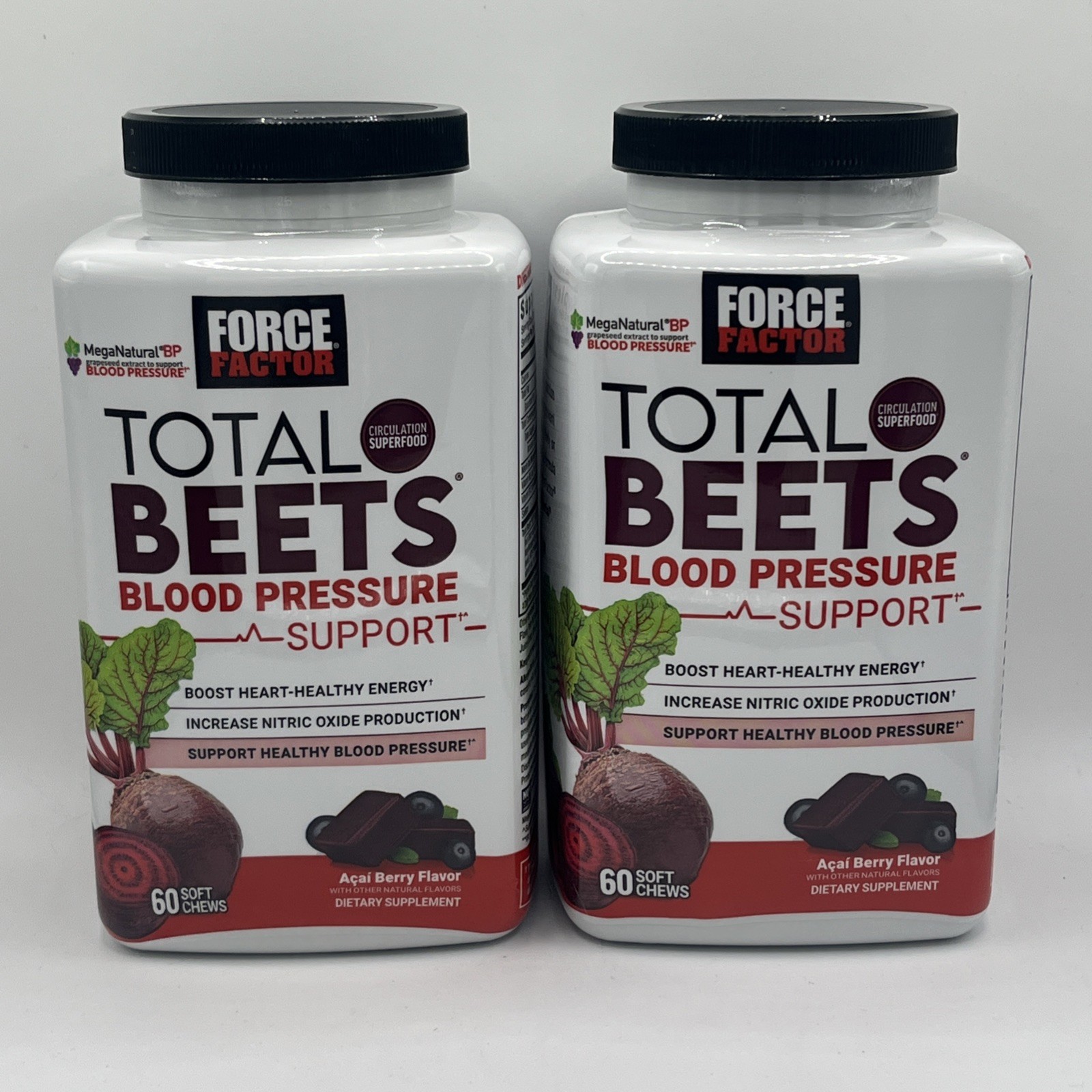 2 PACK Force Factor Total Beets Healthy Energy + Antioxidants 60 Soft Chews NEW 2 PACK Force Factor Total Beets Healthy Energy + Antioxidants 60 Soft Chews NEW