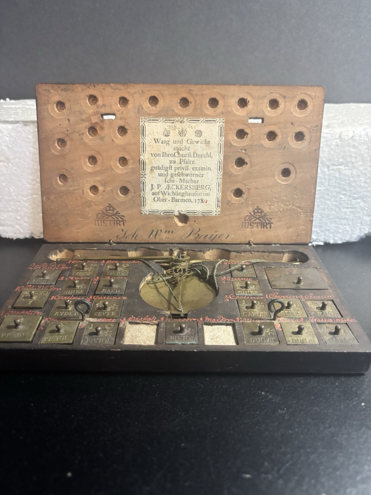 Antique J.P Aeckersberg 1784 German Traveling Merchant Coin Scale Antique J.P Aeckersberg 1784 German Traveling Merchant Coin Scale