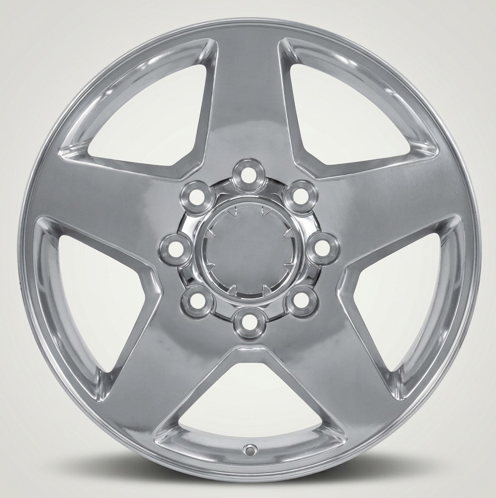 8 Lug Polished 5 Spoke SINGLE Wheel 2011-2026 Chevy Silverado GMC Sierra 2500