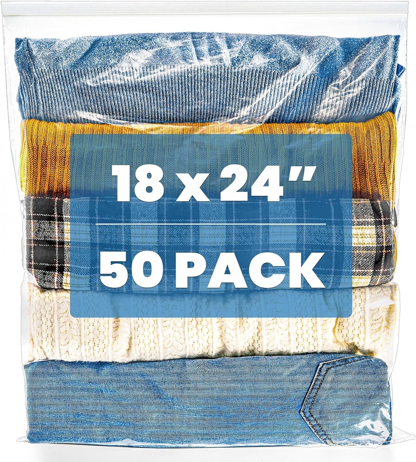 50 Pack Extra Large Plastic Zipper Bags 18 X 24 Clear Storage Resealable 5 Gal 50 Pack Extra Large Plastic Zipper Bags 18 X 24 Clear Storage Resealable 5 Gal