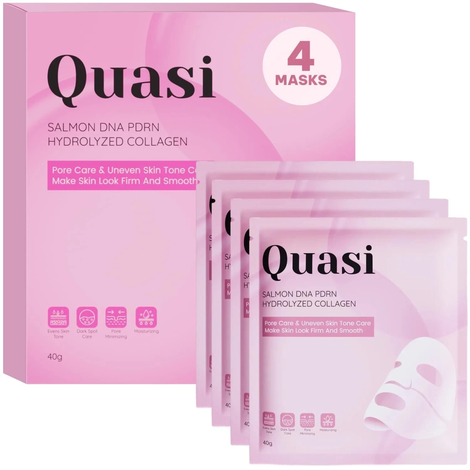 Quasi PDRN Pink Collagen Gel Face Mask Salmon DNA, Hydrolyzed Collagen 4pcs Quasi PDRN Pink Collagen Gel Face Mask Salmon DNA, Hydrolyzed Collagen 4pcs