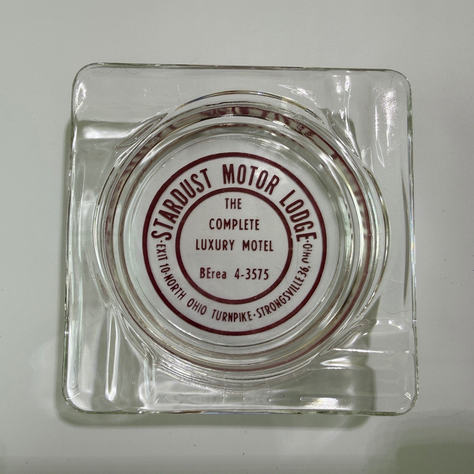 Vintage Stardust Motor Lodge Ohio Glass Ashtray Motel Advertising Vintage Stardust Motor Lodge Ohio Glass Ashtray Motel Advertising