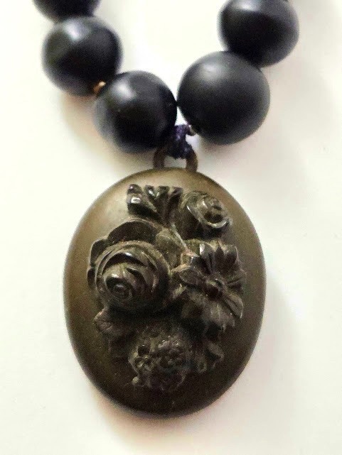 Victorian Gutta Percha Mourning Locket, 1800\'s, Vintage Jewelry