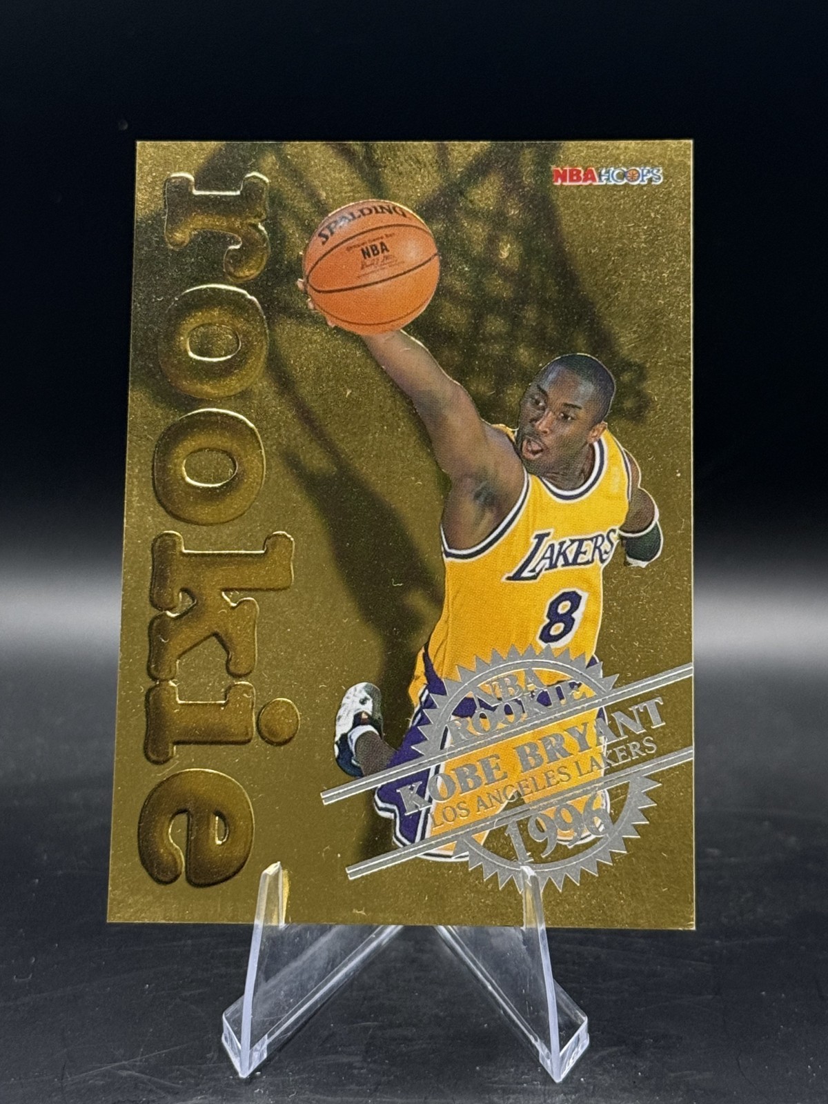 1996 - 1997 NBA HOOPS Rookie Card Gold Foil Kobe Bryant Card #3 RC 1996 - 1997 NBA HOOPS Rookie Card Gold Foil Kobe Bryant Card #3 RC