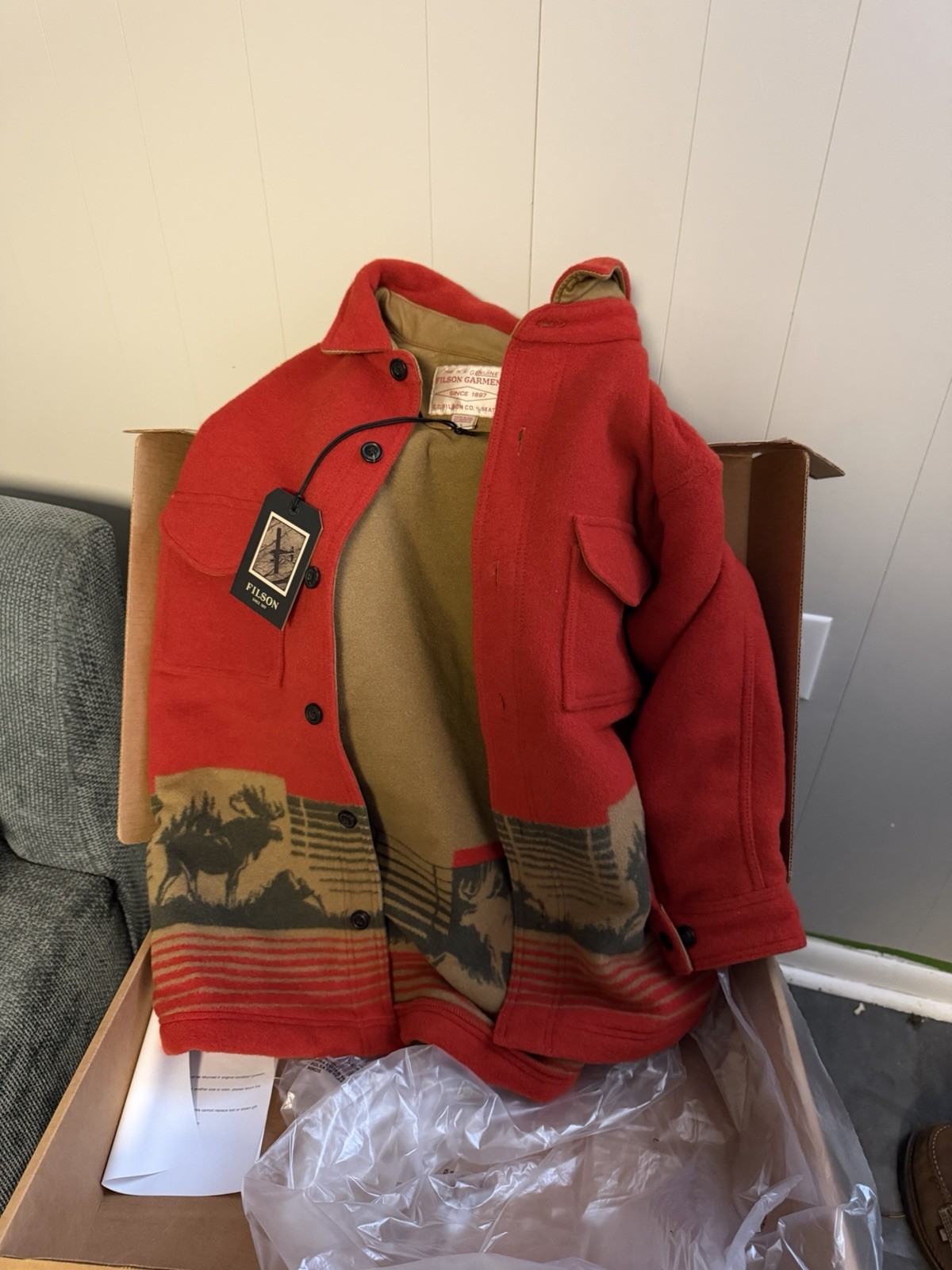 Filson Wool Jacquard Cruiser Size Large Moose NIB