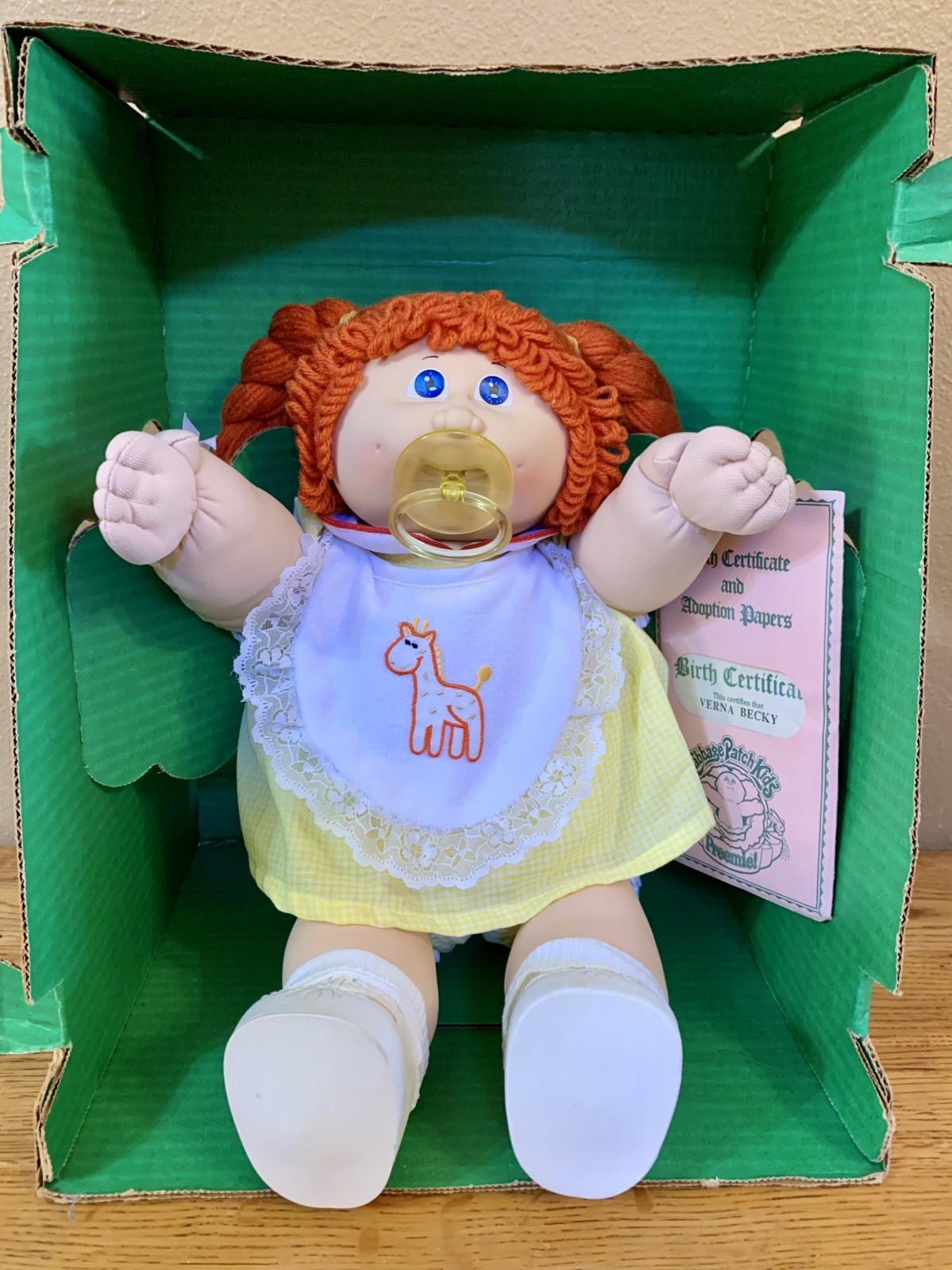 Vintage Cabbage Patch Kids Doll With Red Hair Pacifier In Box VERNA BECKY Vintage Cabbage Patch Kids Doll With Red Hair Pacifier In Box VERNA BECKY