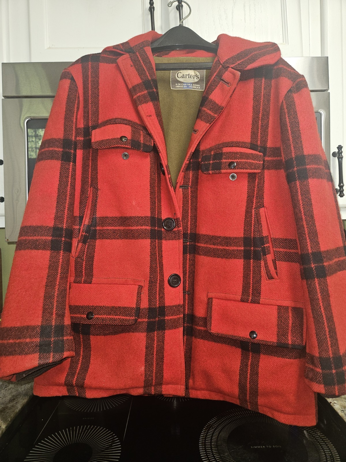 Vtg 50s HW Carter Wool Plaid Hunting Cruiser Jacket  ACWA Tag Conmar Zip RARE 