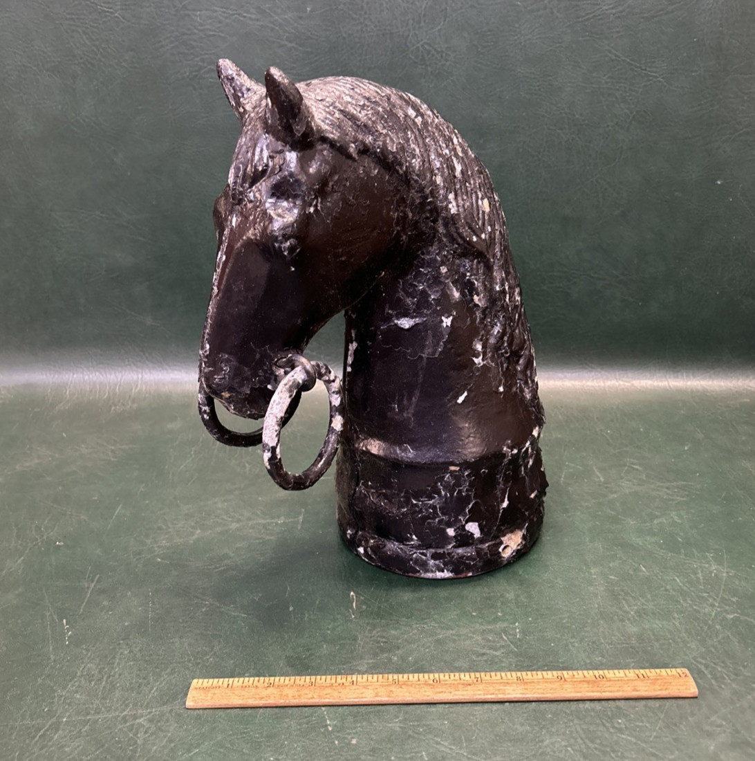 Antique Cast Aluminum Horse Head Hitching Post ~ Equestrian~ Farmhouse Antique Cast Aluminum Horse Head Hitching Post ~ Equestrian~ Farmhouse