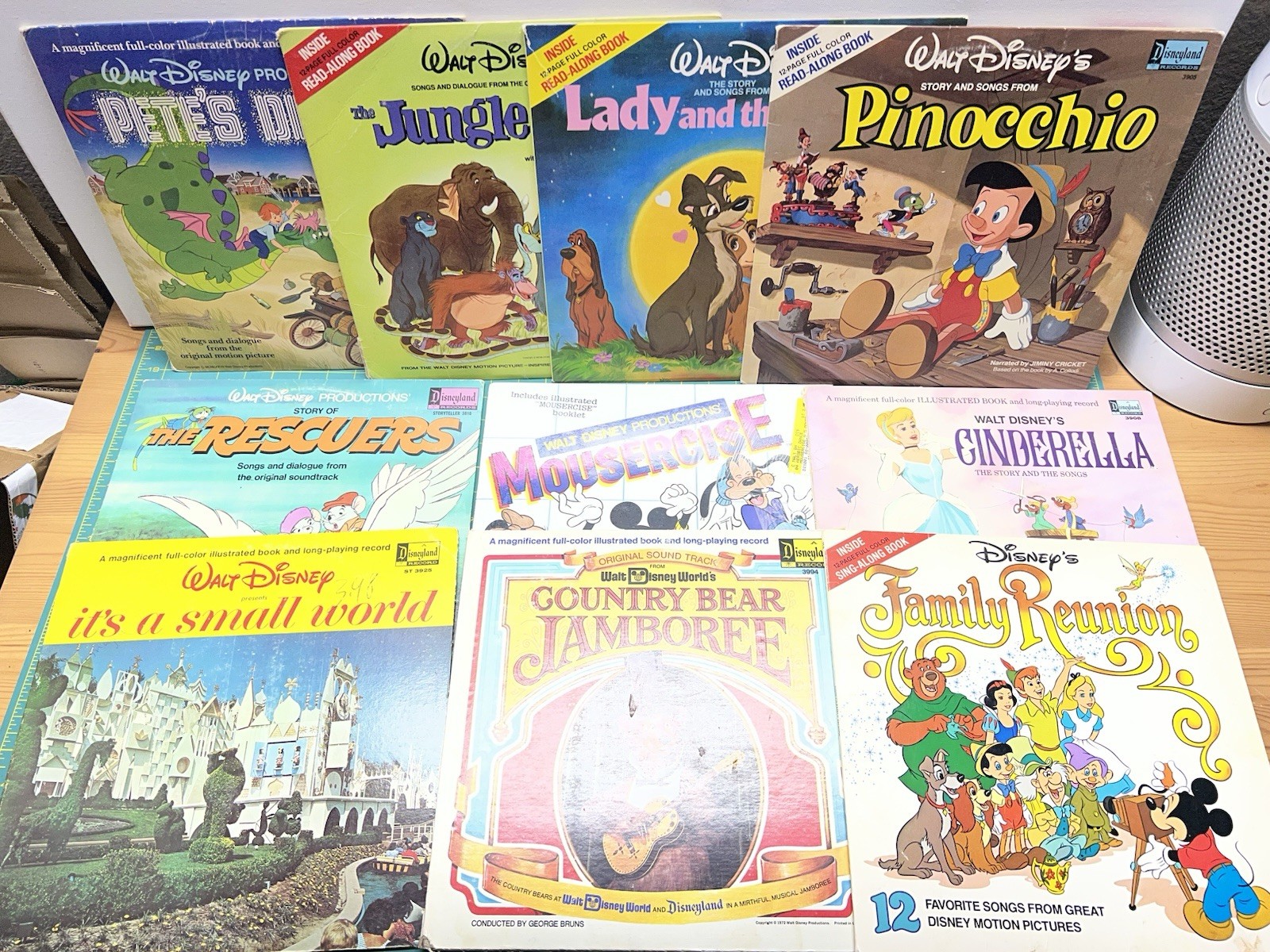 Vintage Walt Disney Storyteller Read Along Book & Record Lot 10 Tested Complete