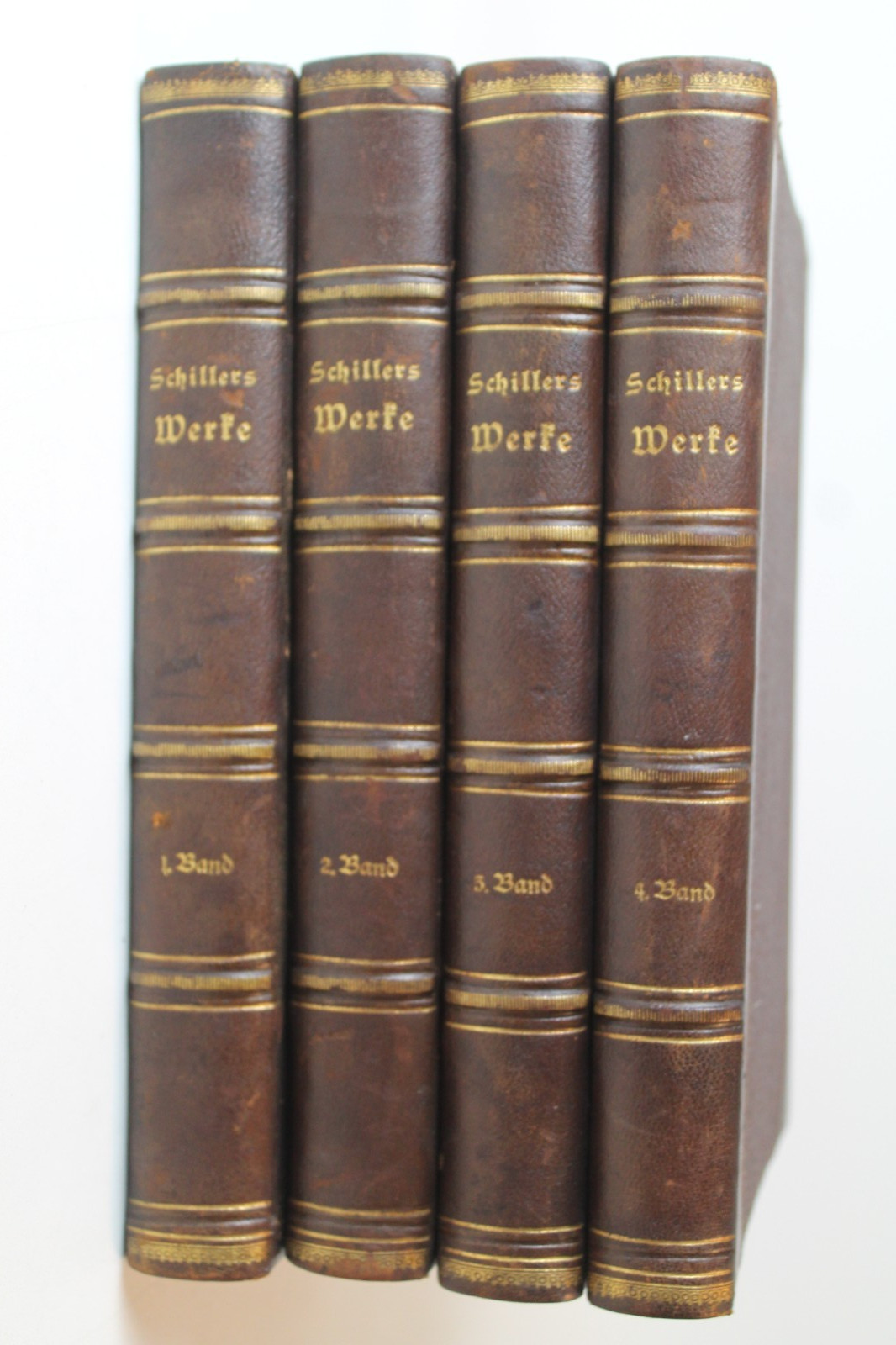 Antique Schillers Werke 4 Vol Leather Book Set 1880 J G Fischer 5th Ed German Antique Schillers Werke 4 Vol Leather Book Set 1880 J G Fischer 5th Ed German