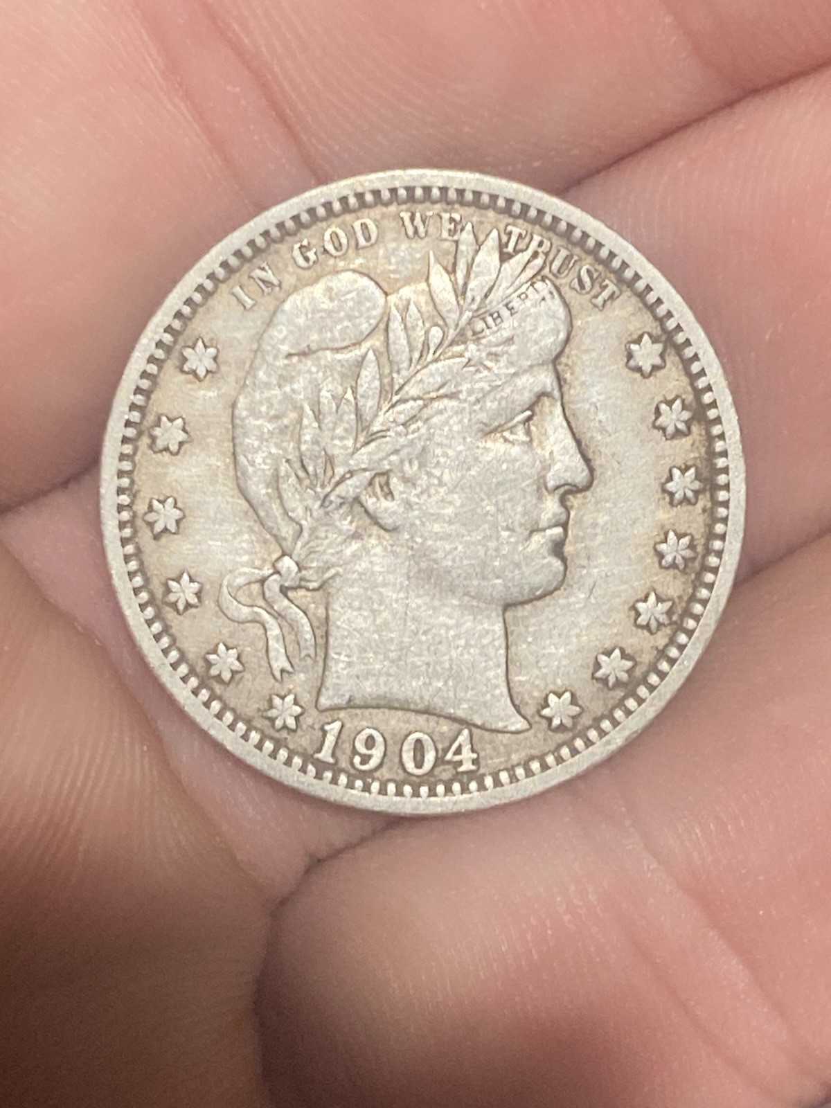 1904-O Barber Quarter VF Details