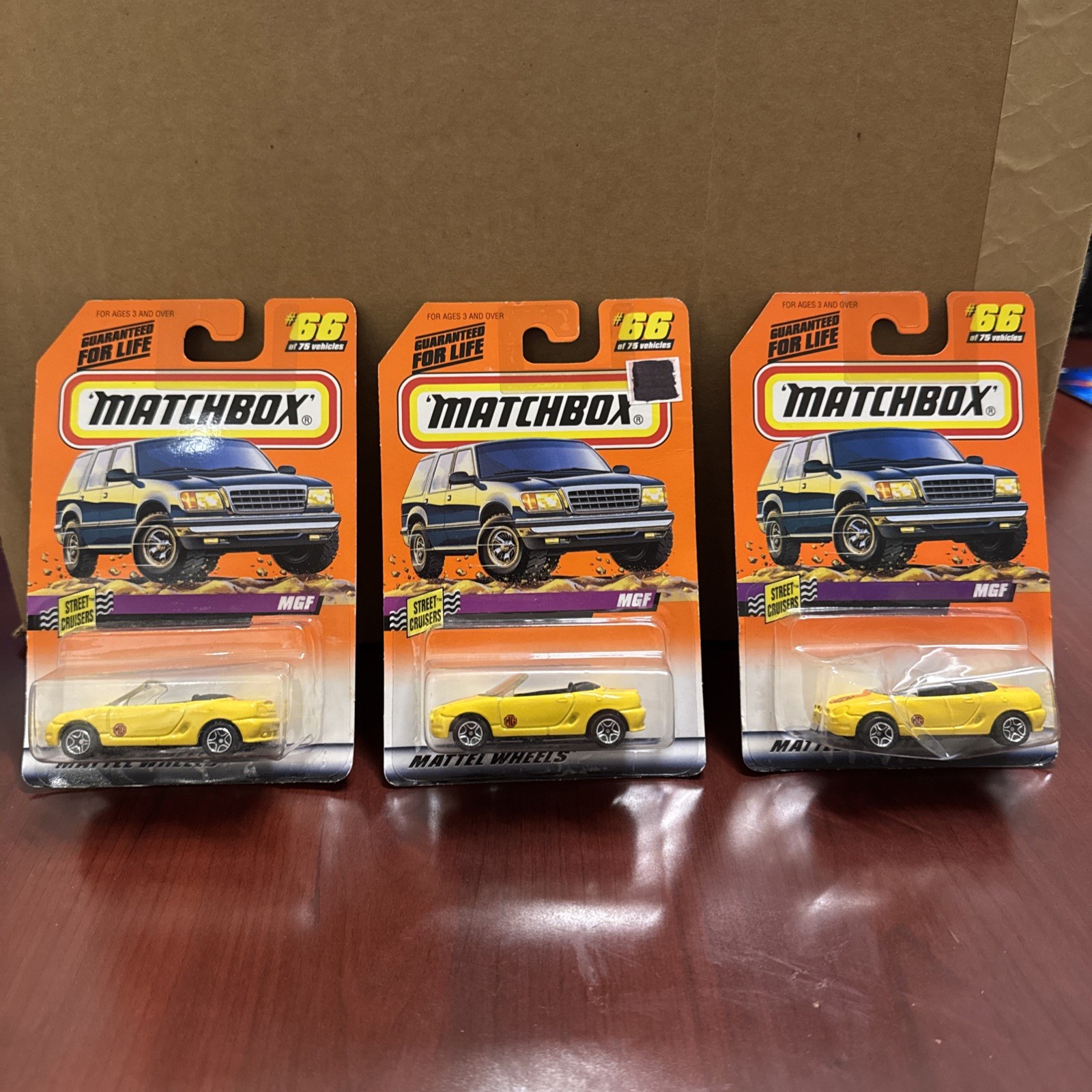 (3) Matchbox MGF #66 See Pictures For Any Card Damage. (3) Matchbox MGF #66 See Pictures For Any Card Damage.