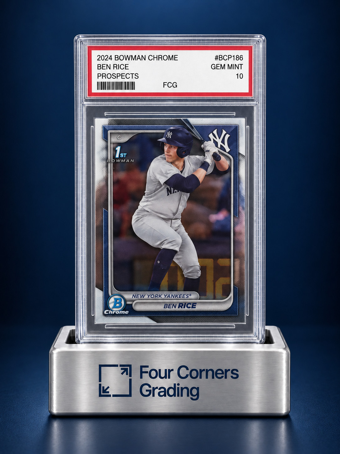 2024 Ben Rice 1st Bowman Chrome Rookie Card #BCP-186 New York Yankees Graded 10