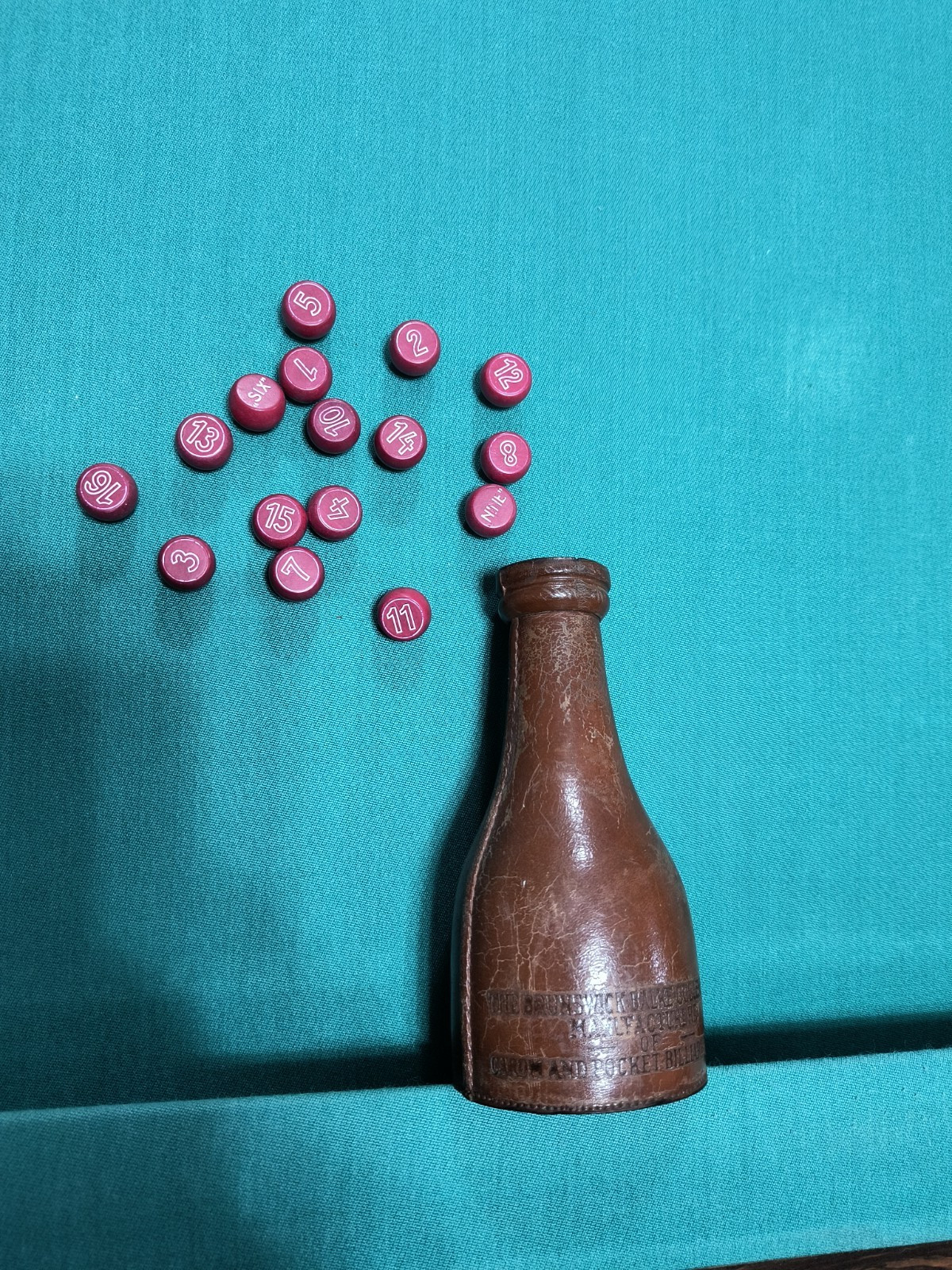 Antique Vintage Brunswick Balke Collender Co. Kelly Pool pill bottle
