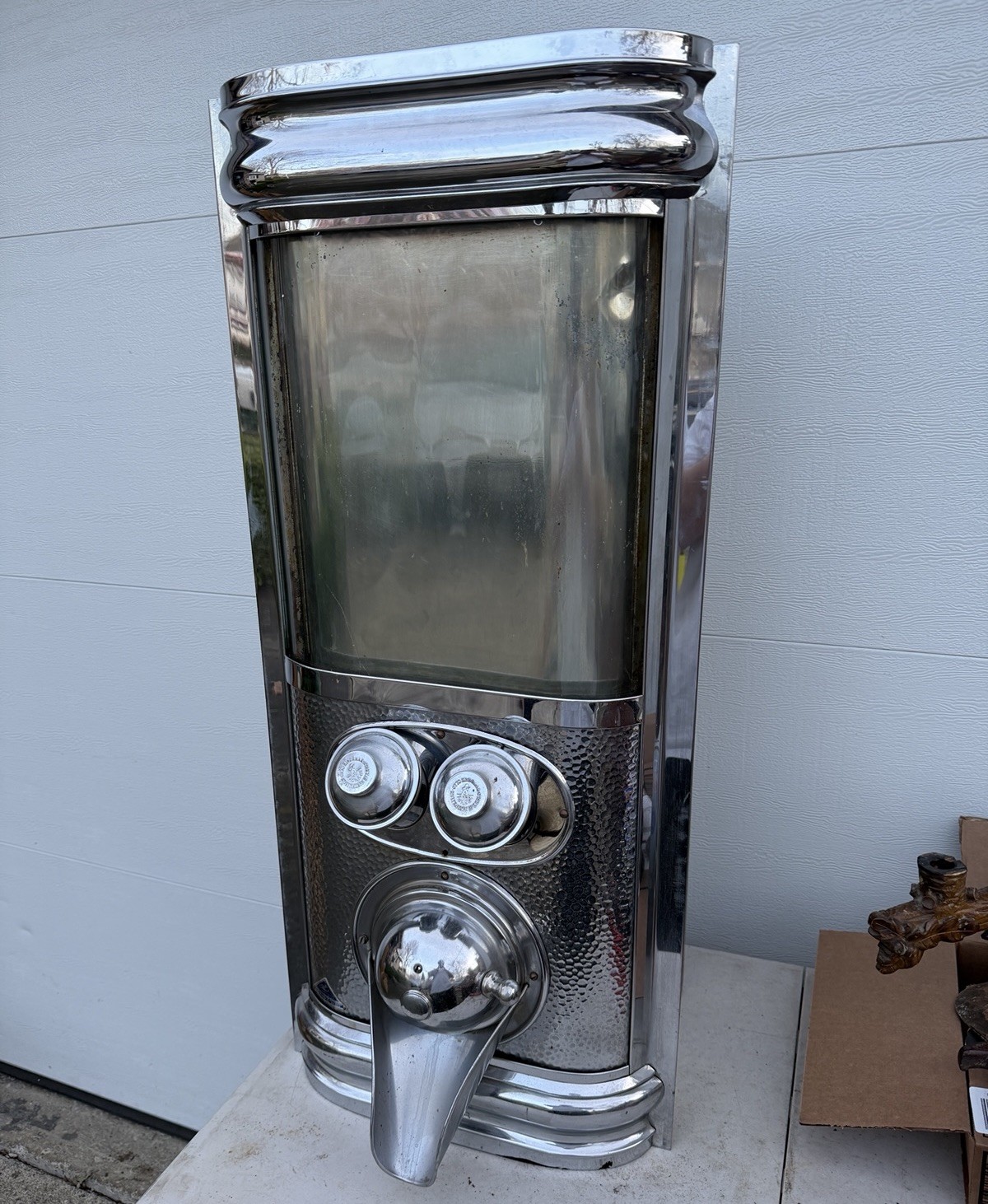 1960's Otto Kind Hammered Chrome Coffee Bean Dispenser Display Piece Cafe Shop 1960's Otto Kind Hammered Chrome Coffee Bean Dispenser Display Piece Cafe Shop