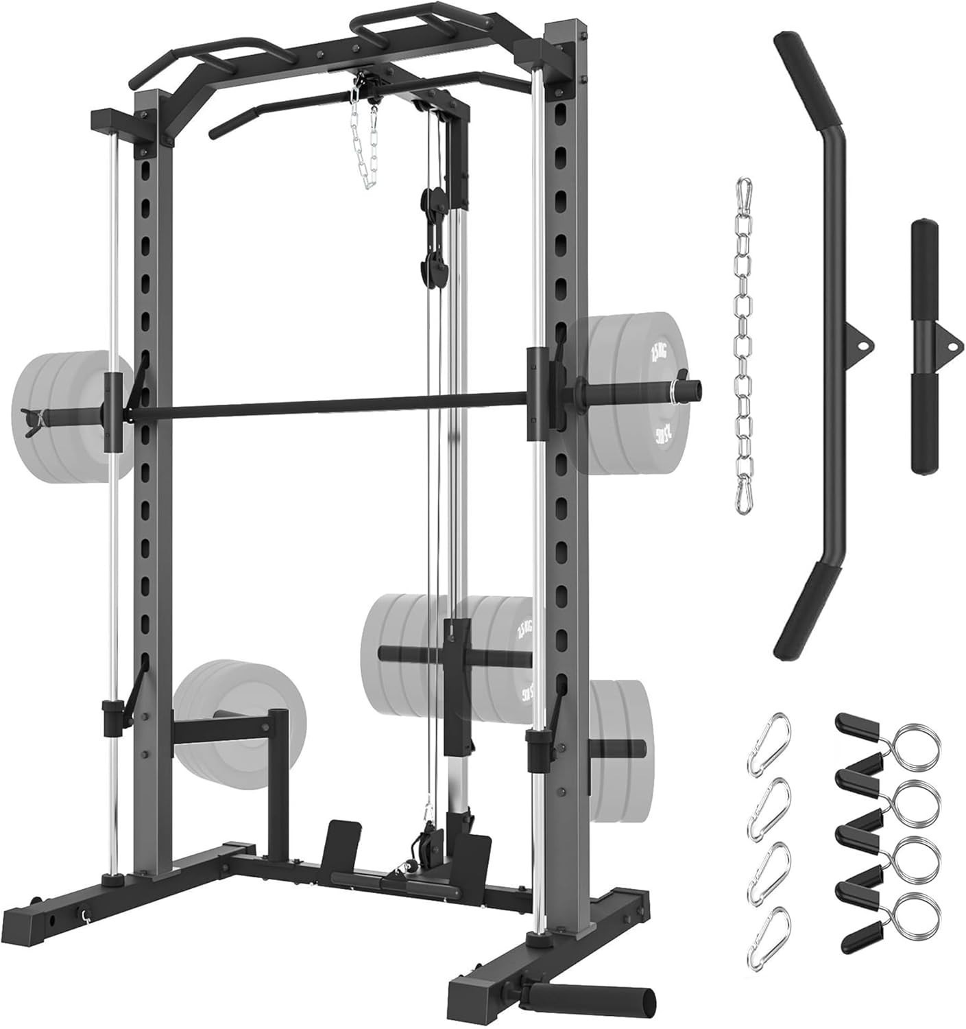 Smith Machine Power Cage 1400 LBS Home Gym LAT Pull-down Power Squat Rack