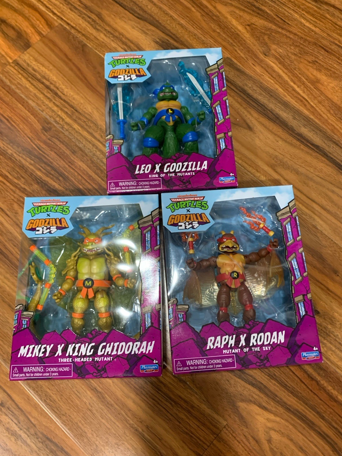 Teenage Mutant Mutant Ninja Turtles TMNT x Godzilla Leo/Raph/Mikey SET OF 3 Teenage Mutant Mutant Ninja Turtles TMNT x Godzilla Leo/Raph/Mikey SET OF 3