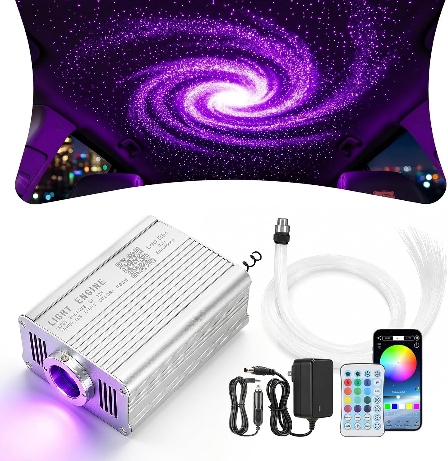 Fiber Optic Star Ceiling Light Kit 1000pcs Starlight 9.8ft RGB App Control Fiber Optic Star Ceiling Light Kit 1000pcs Starlight 9.8ft RGB App Control