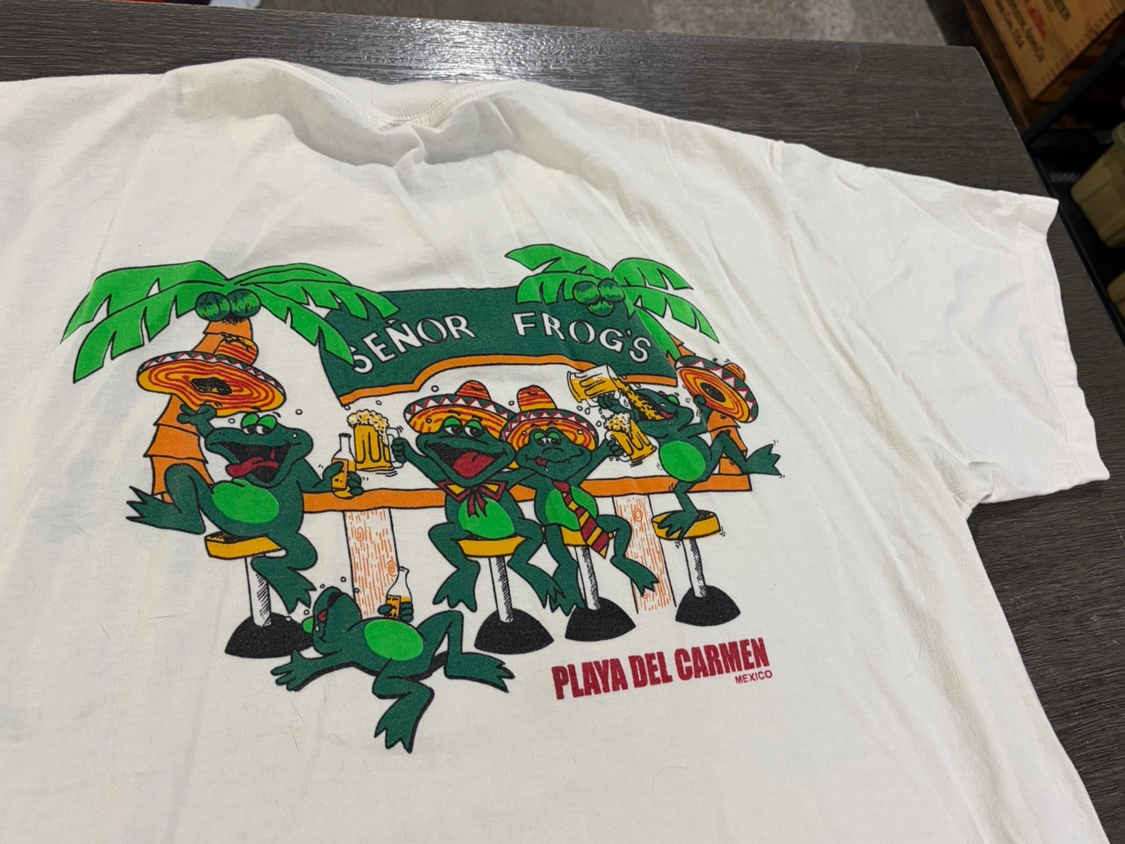 Old Senor Frogs T-Shirt Sz L White Playa Del Carmen Mexico Double Side Graphic Old Senor Frogs T-Shirt Sz L White Playa Del Carmen Mexico Double Side Graphic