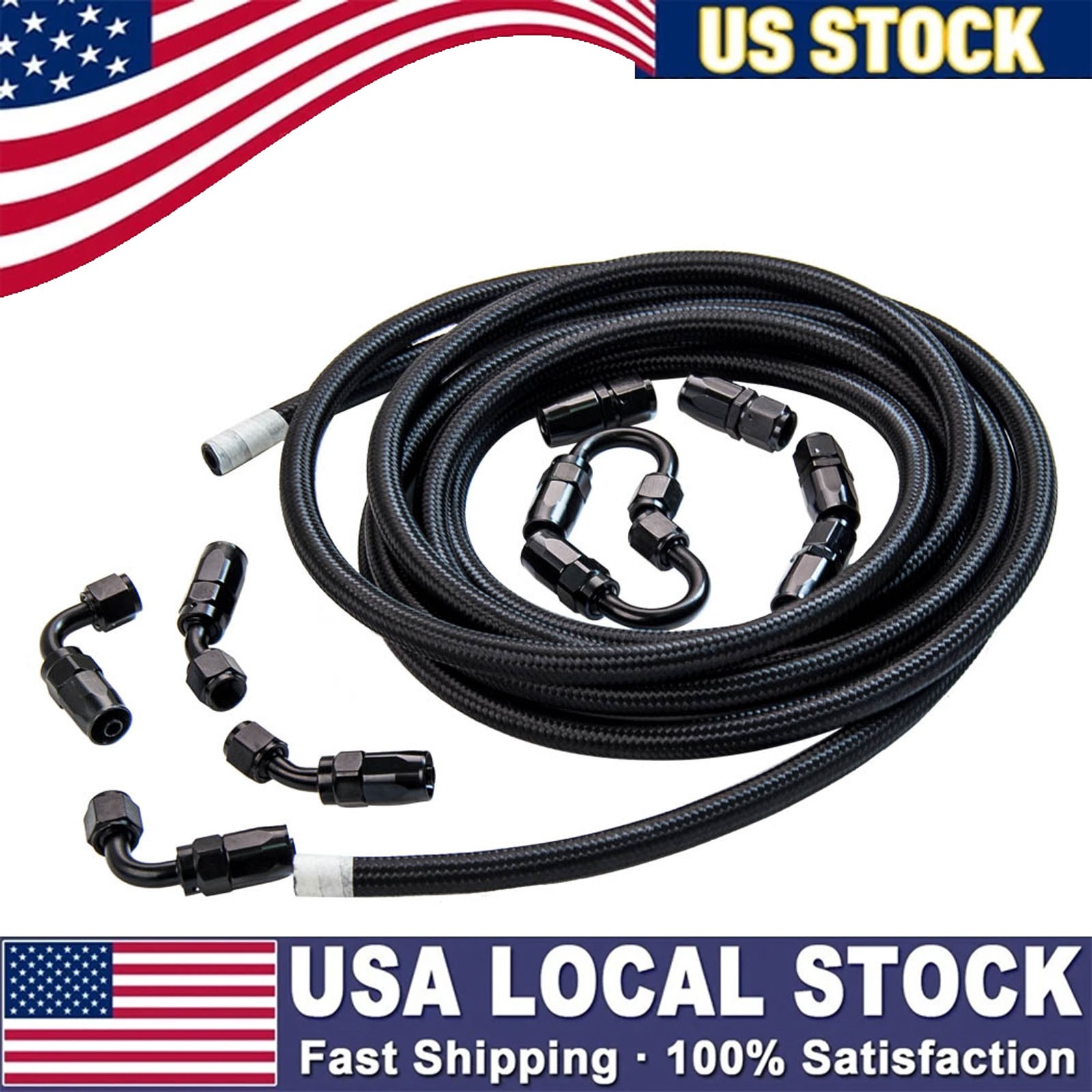 -6AN AN-6 AN6 Fitting 11MM Steel Nylon Braided Fuel Oil Hose Line 5 M 16FT