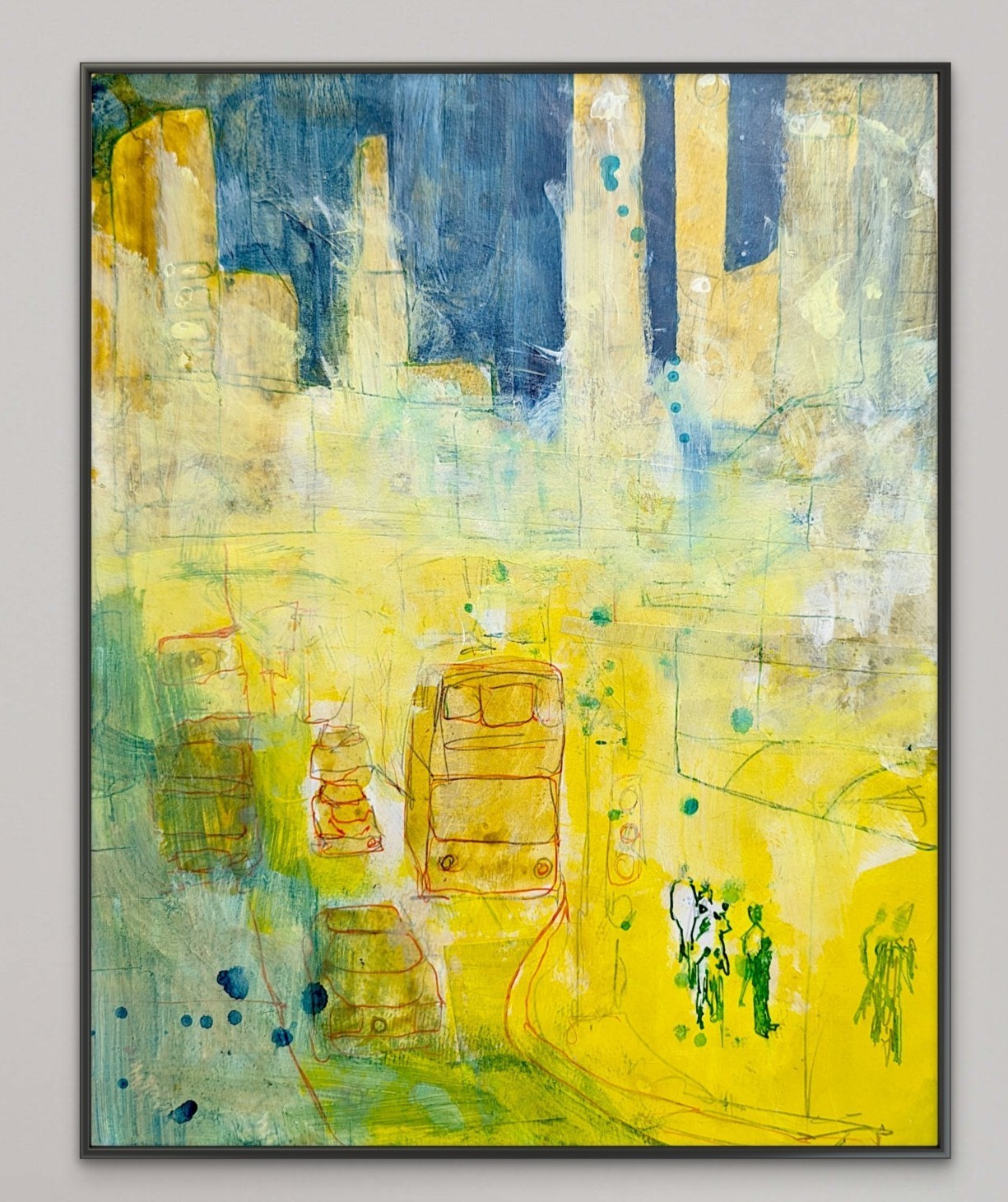Original Mixed Media Painting on 11x14 inch Art Paper. \'Metro Dusk\' Original Mixed Media Painting on 11x14 inch Art Paper. \'Metro Dusk\'