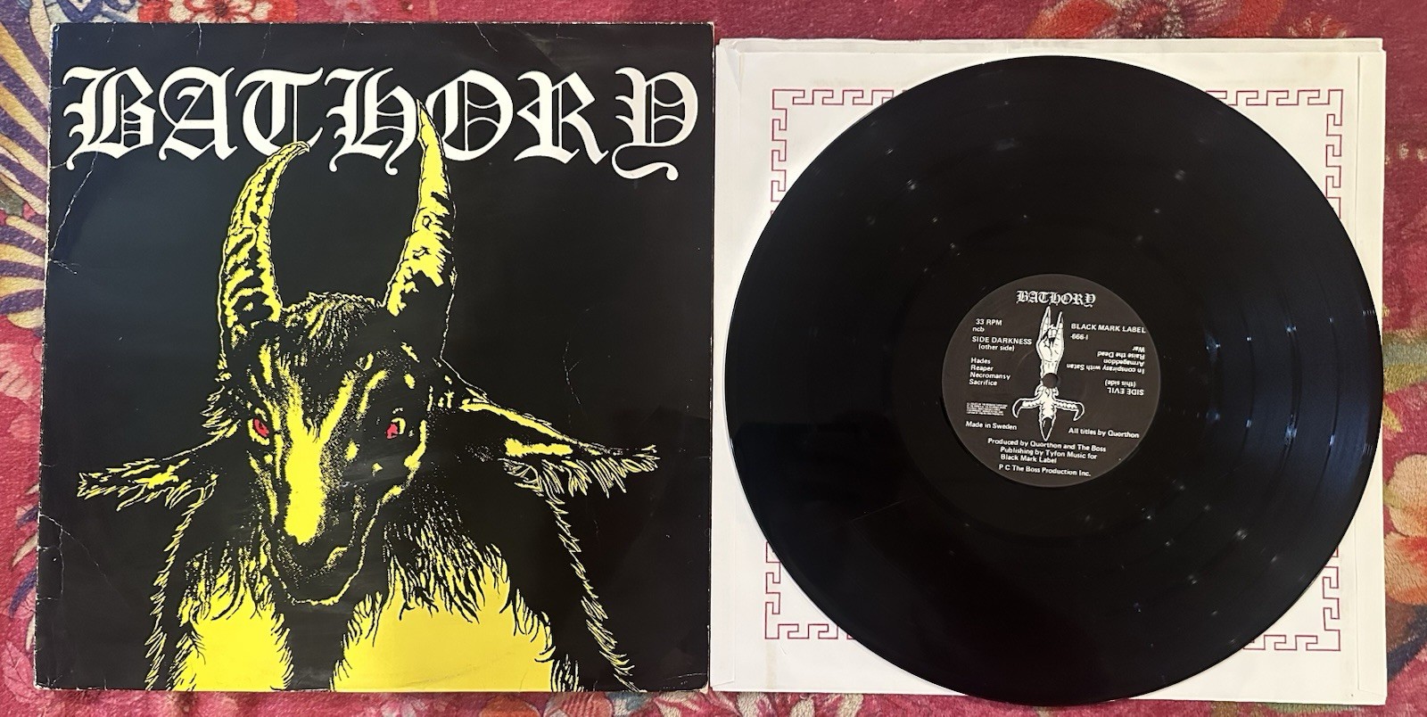 Bathory Yellow Goat Original First Press 1984 Black Mark Vinyl LP RARE Bathory Yellow Goat Original First Press 1984 Black Mark Vinyl LP RARE