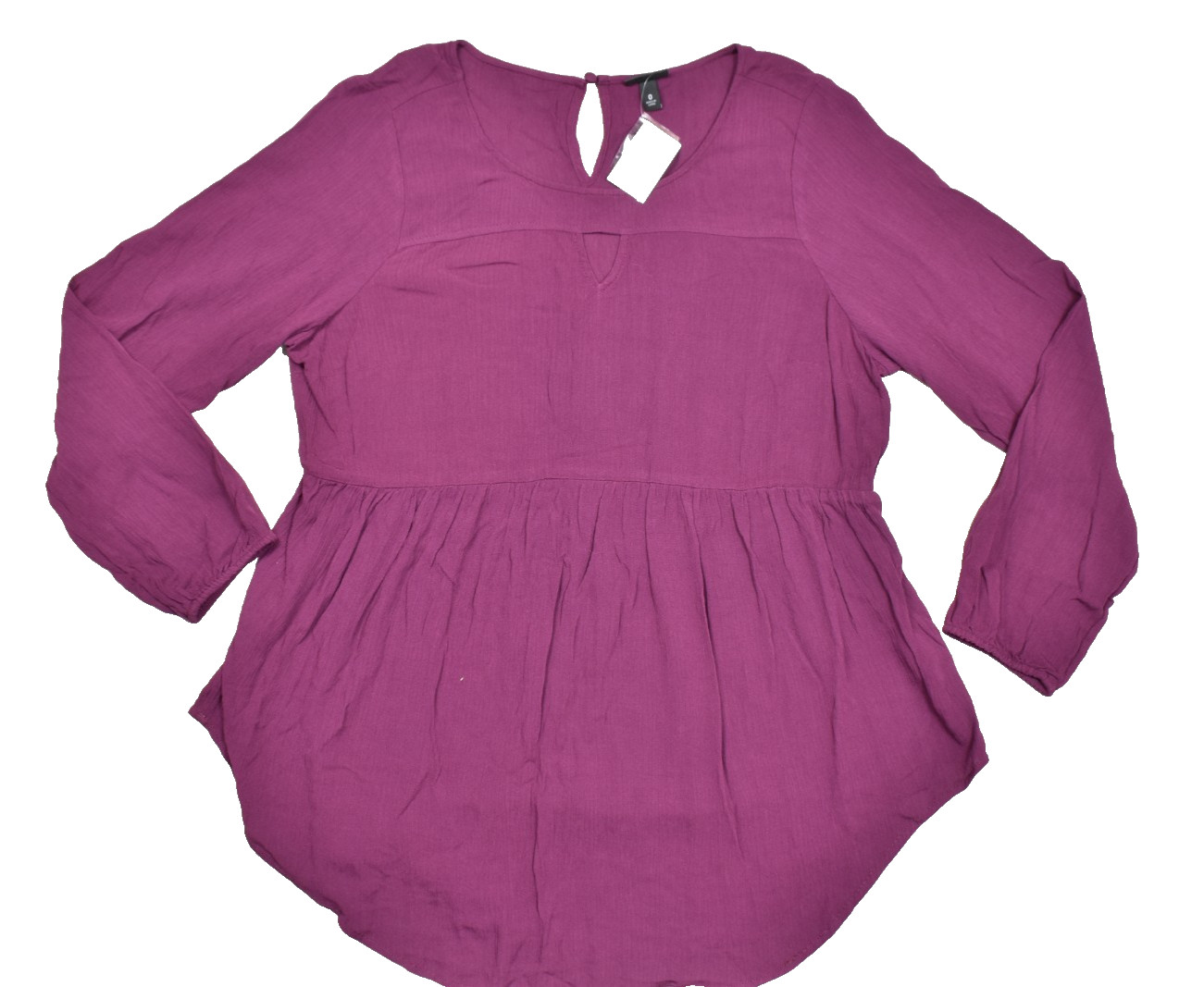Torrid Size 0 L Purple Gauze Babydoll Blouse Long Sleeve Keyhole Top Rayon NWT Torrid Size 0 L Purple Gauze Babydoll Blouse Long Sleeve Keyhole Top Rayon NWT