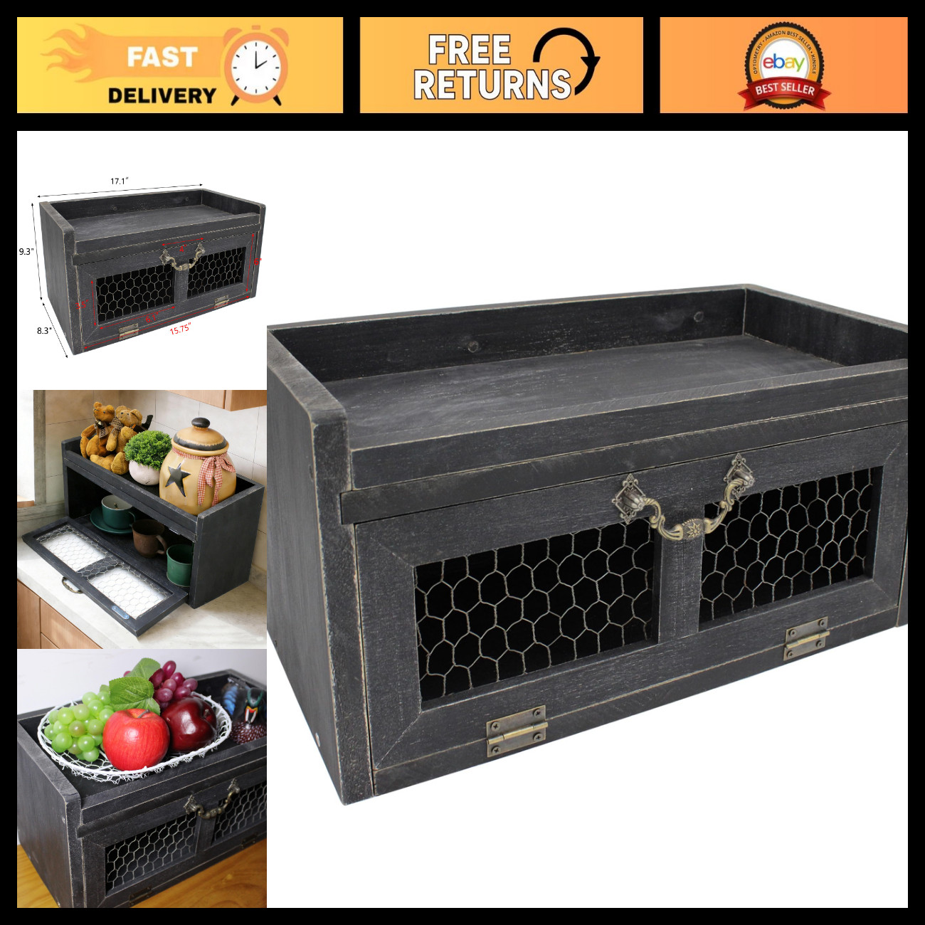 Rustic Farmhouse Countertop Storage Organizer - Vintage Wood Kitchen Cabinet wit Rustic Farmhouse Countertop Storage Organizer - Vintage Wood Kitchen Cabinet wit