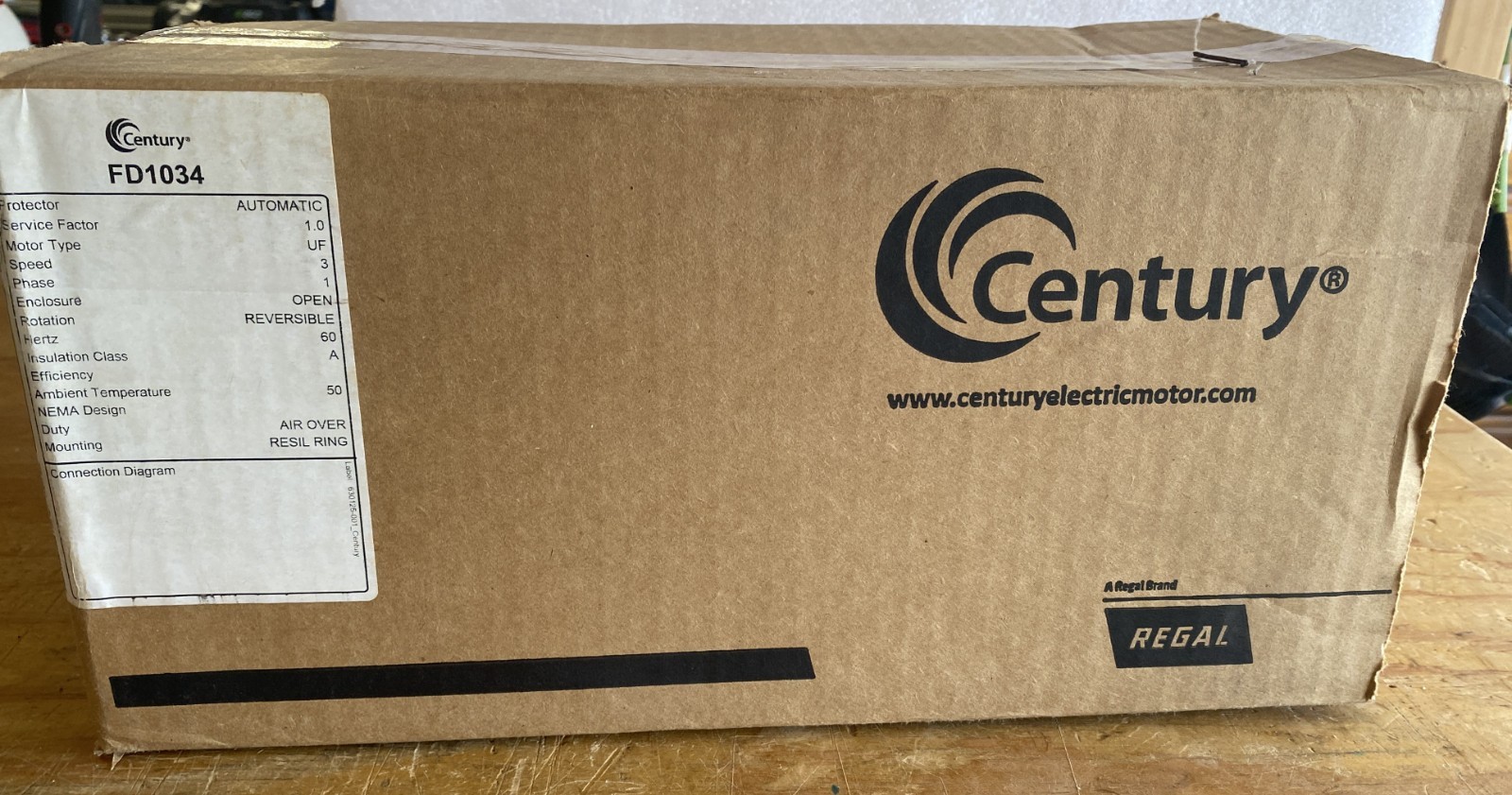 New Century FD1034 1/3 HP, 1625 RPM, 208-230 V, 48Y Fr, Electric Blower Motor. New Century FD1034 1/3 HP, 1625 RPM, 208-230 V, 48Y Fr, Electric Blower Motor.