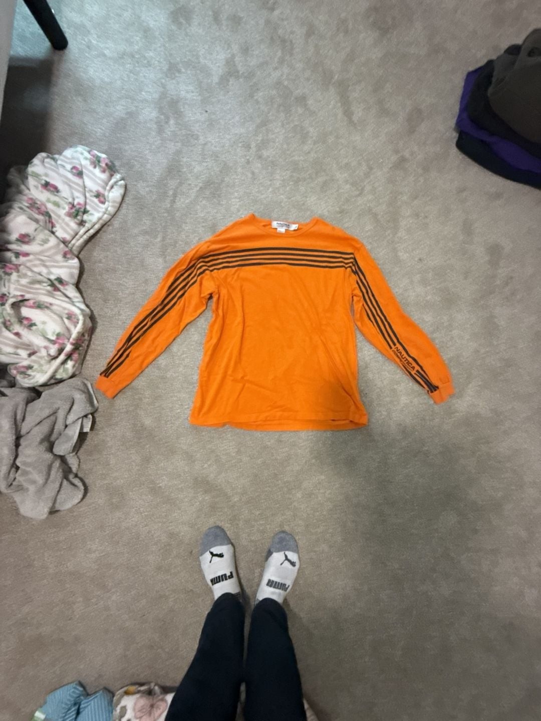Nautica Competition Long Sleeve Striped Tee Orange Nautica Competition Long Sleeve Striped Tee Orange