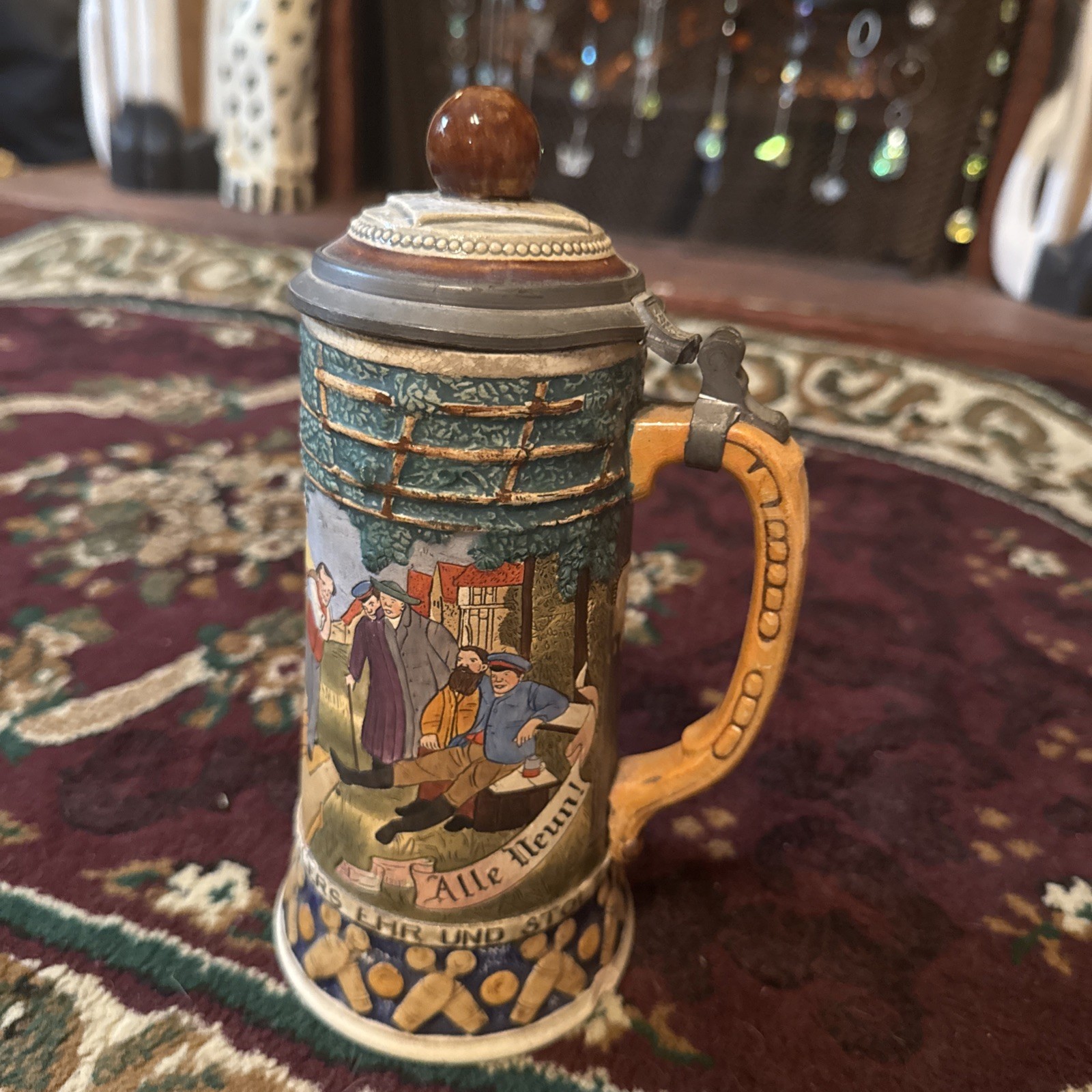 Vintage German 1 /2 Liter Beer Stein W/pewter And Ceramic Lid Loose Lid Vintage German 1 /2 Liter Beer Stein W/pewter And Ceramic Lid Loose Lid