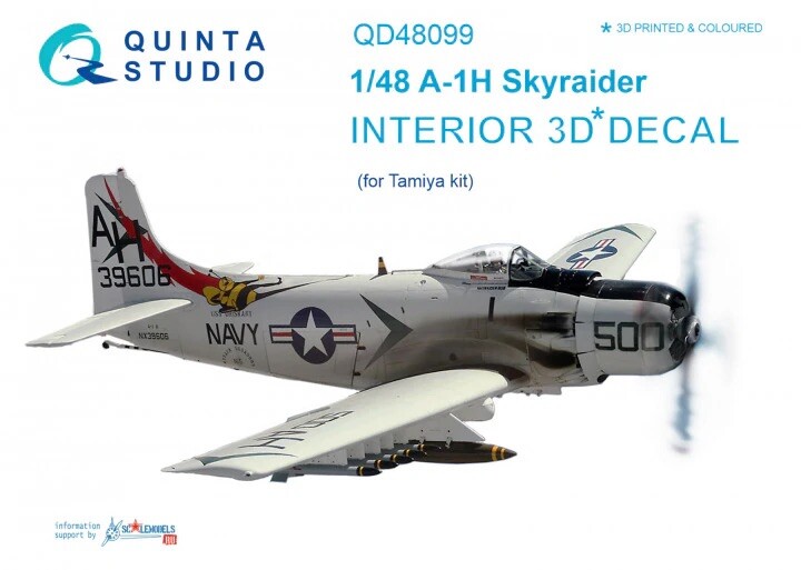1/48 Quinta Studios 3D Interior Decal #48099 A-1H Skyraider For Tamiya