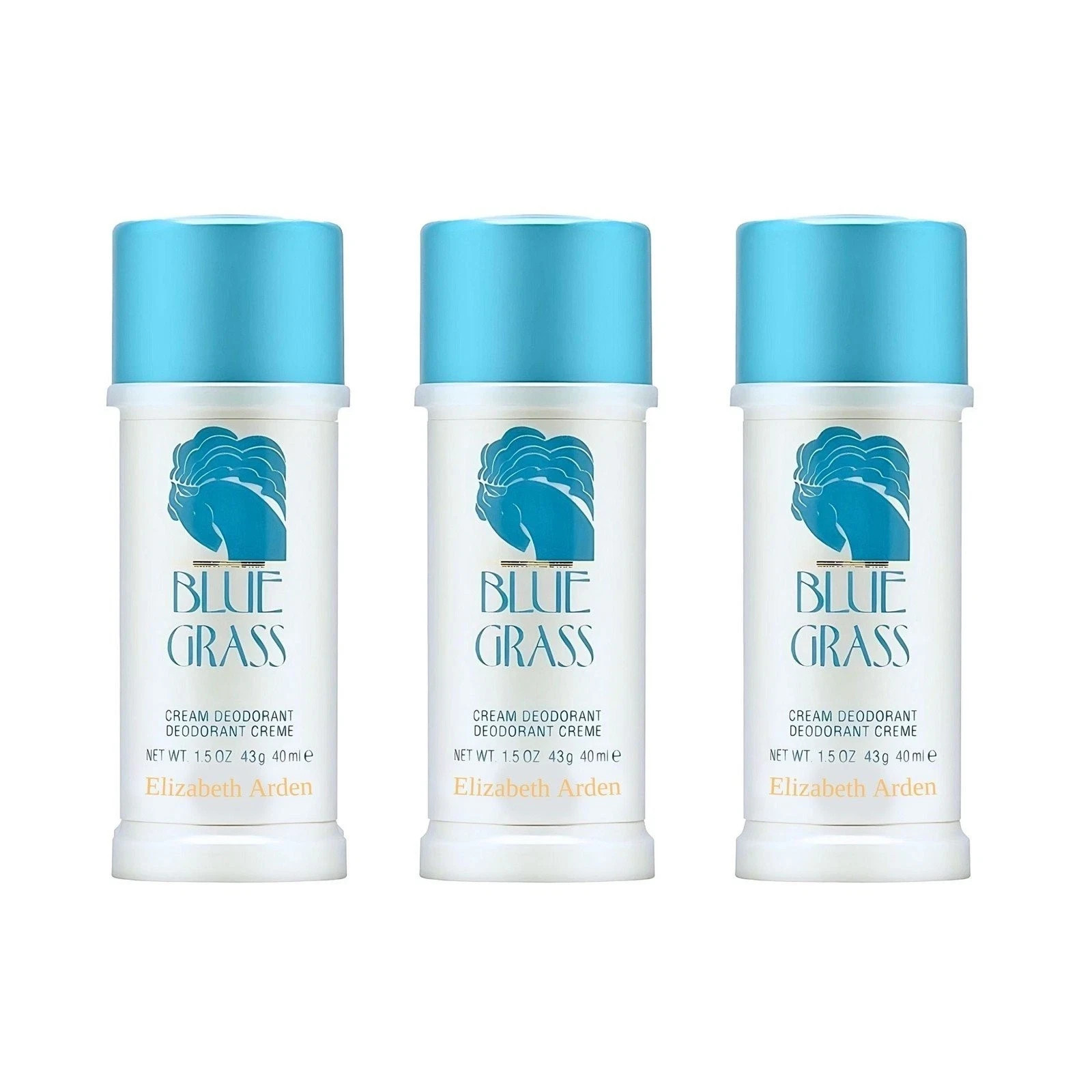 Elizabeth Arden Blue Grass Cream Deodorant 1.5 oz LOT OF 3 Classic Scent NEW