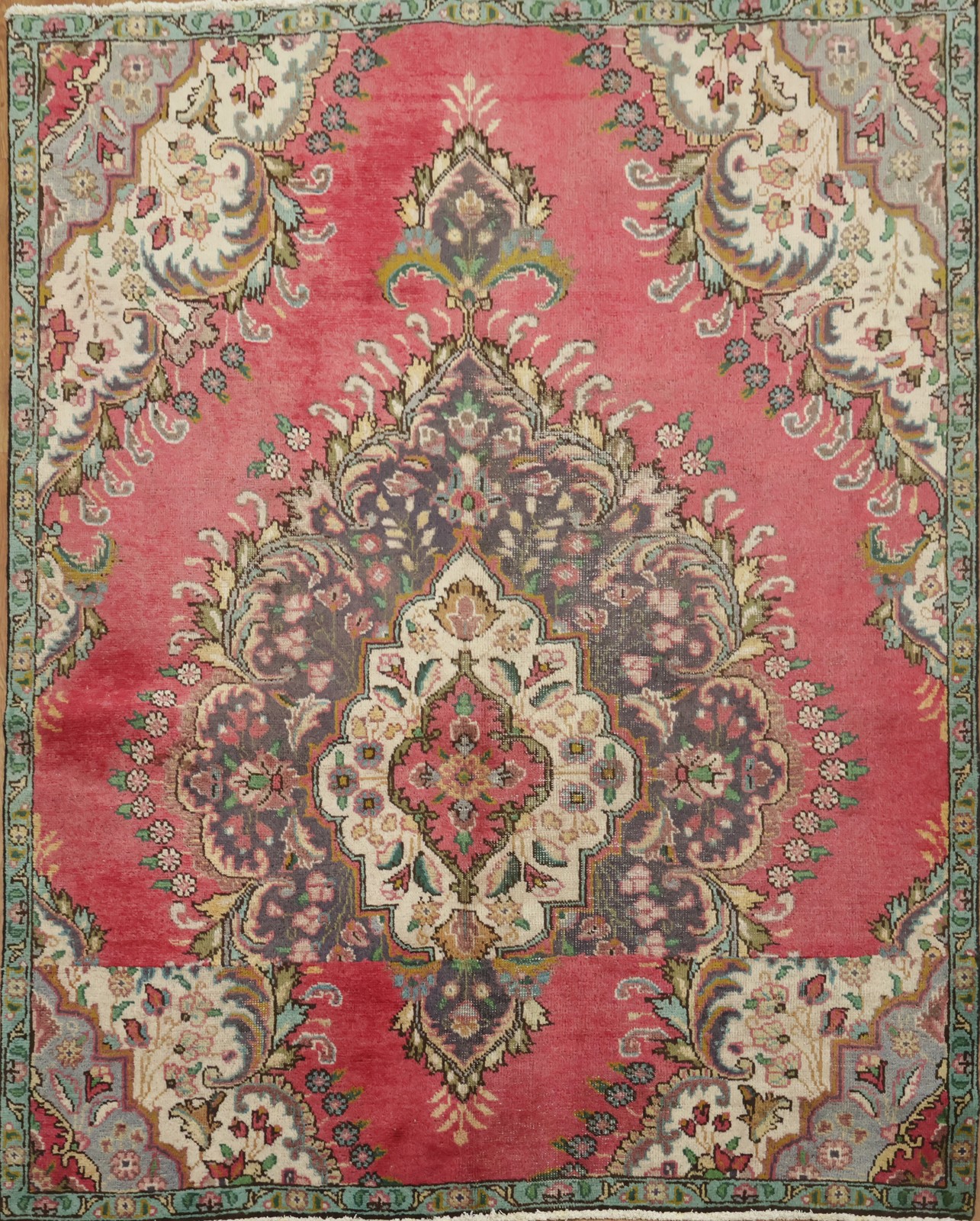 Traditional Semi-Antique Wool Area Rug 5x6 Hand-knotted Home Decor Carpet