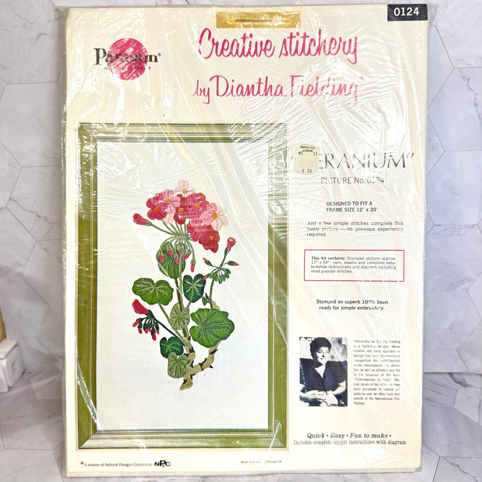 Vtg Paragon Stitchery Crewel Embroidery Kit Geranium #0124 Diantha Fielding NOS Vtg Paragon Stitchery Crewel Embroidery Kit Geranium #0124 Diantha Fielding NOS