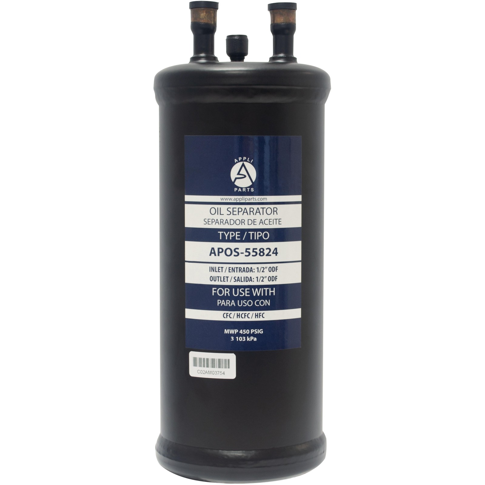 Appli Parts APOS-55824 1/2 in ODF Oil Separator, compatible with CFC,HCFC,HFC,R2