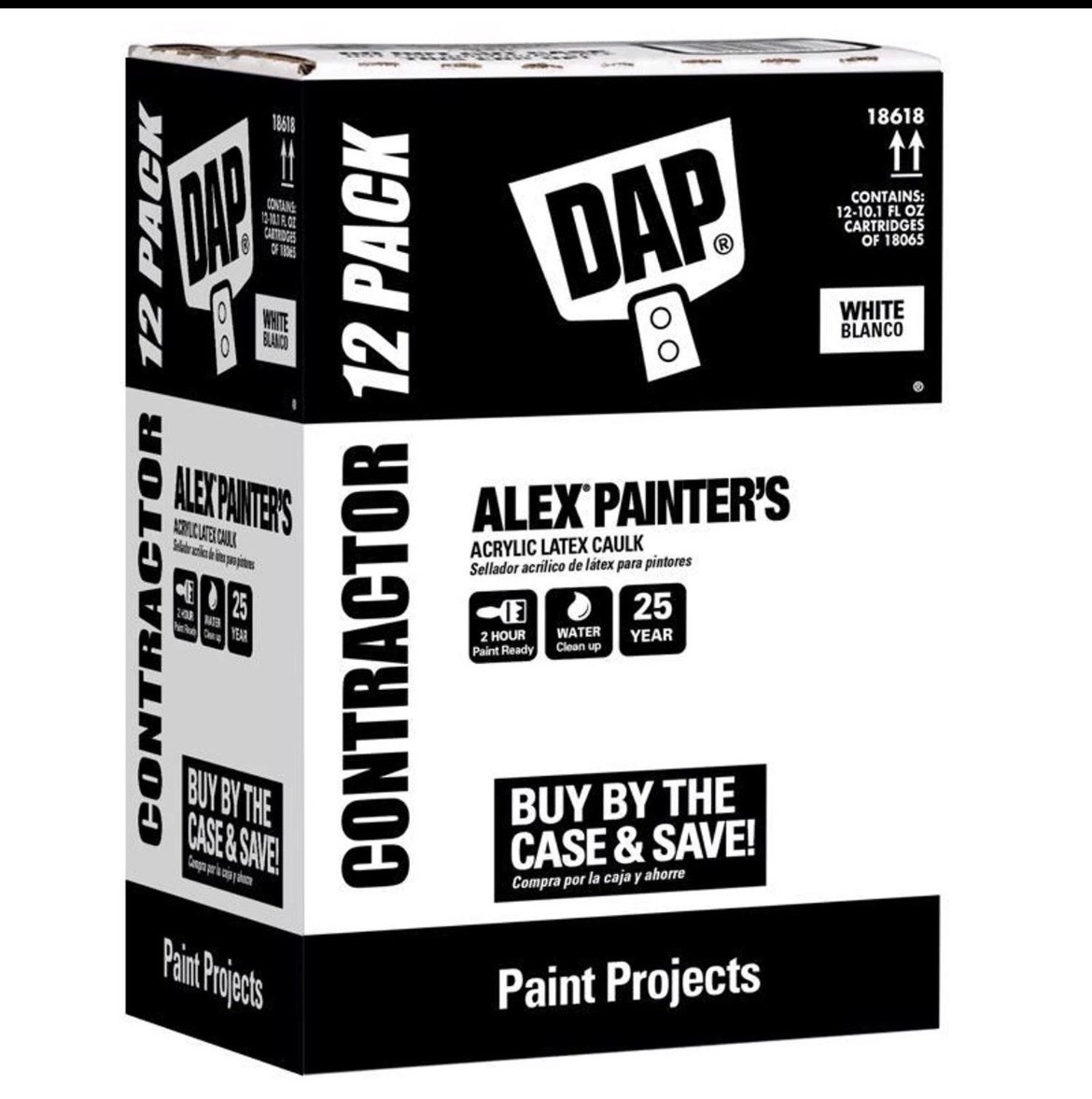 12- Pack DAP Alex White Acrylic Latex Painter's Caulk 10.1 oz 12- Pack DAP Alex White Acrylic Latex Painter's Caulk 10.1 oz