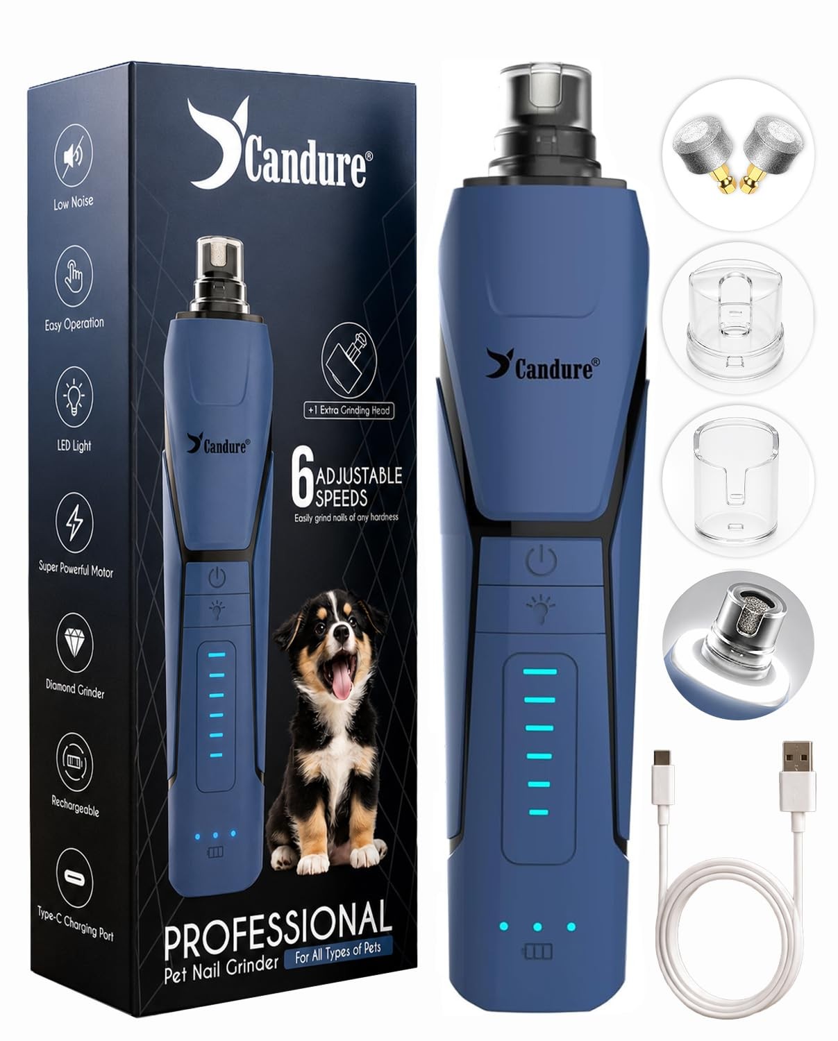 Whisper Quiet Dog Nail Grinder with 360 Degree LED Light, 6Speed Rechargeable... Whisper Quiet Dog Nail Grinder with 360 Degree LED Light, 6Speed Rechargeable...