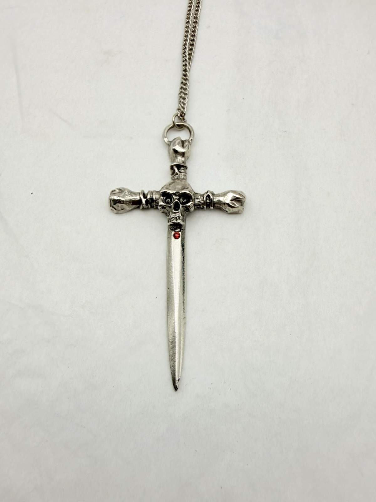 JPI 2000 Stamped Goth Fantasy Skull Sword Necklace Pendant JPI 2000 Stamped Goth Fantasy Skull Sword Necklace Pendant